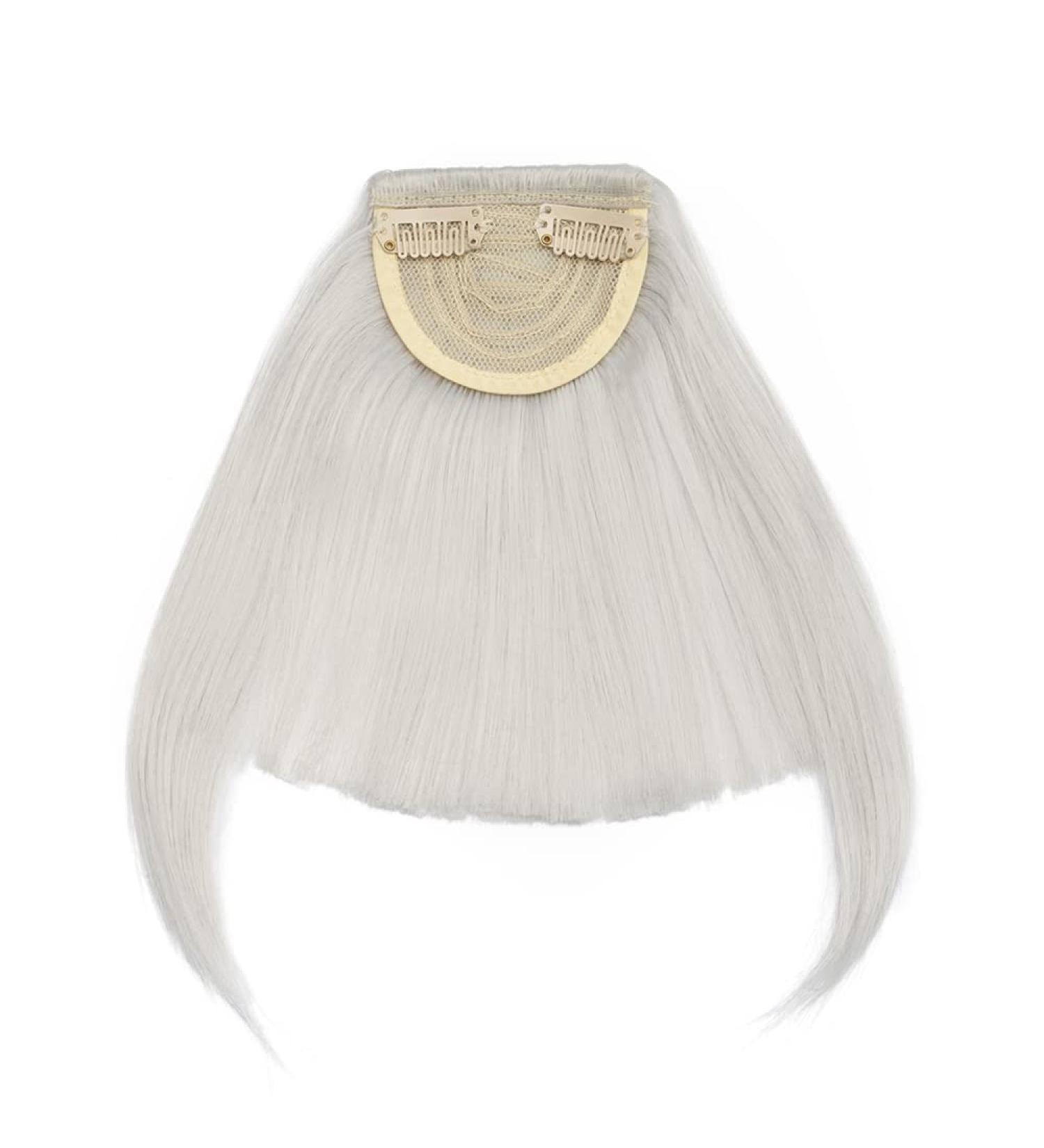SEGO Clip-in Pony Hairpiece Extensions - Realistic Silver Gray Fringe Bangs - One Piece Front Hair Extension - Buy Online on GoSupps.com