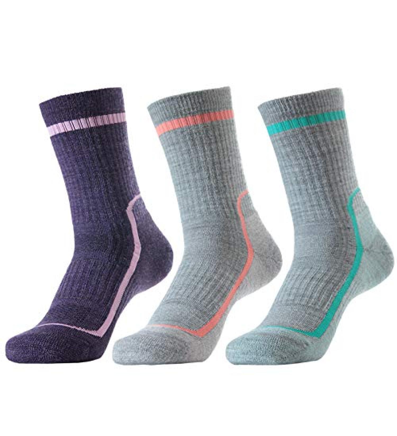 SOLAX Merino Wool Women's Hiking Crew Socks 3-Pack - Cushioned & Breathable for Trekking Outdoors | Medium Size - Buy Online on GoSupps.com
