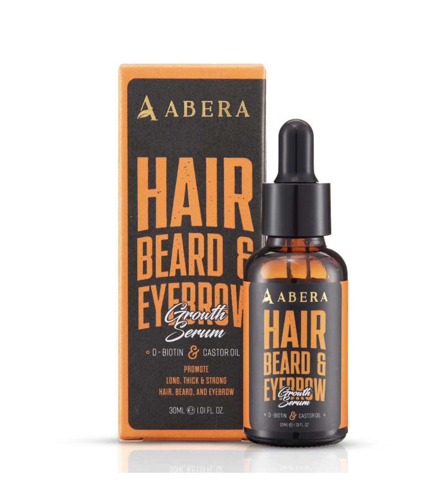 Abera Hair Growth Serum | Natural Hair Loss Treatment with Biotin & Castor Oil for Hair & Beard Regrowth - Shop Now - Buy Online on GoSupps.com