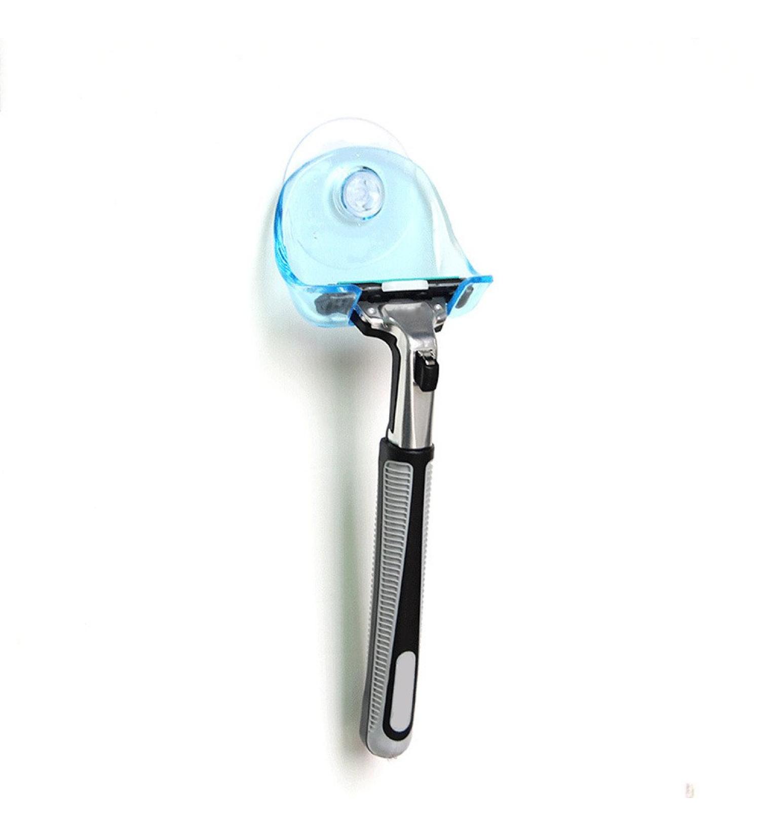 Colorful Suction Cup Razor Holder - No Drilling Blue Transparent Wall Hook for Easy Installation - Buy Online on GoSupps.com