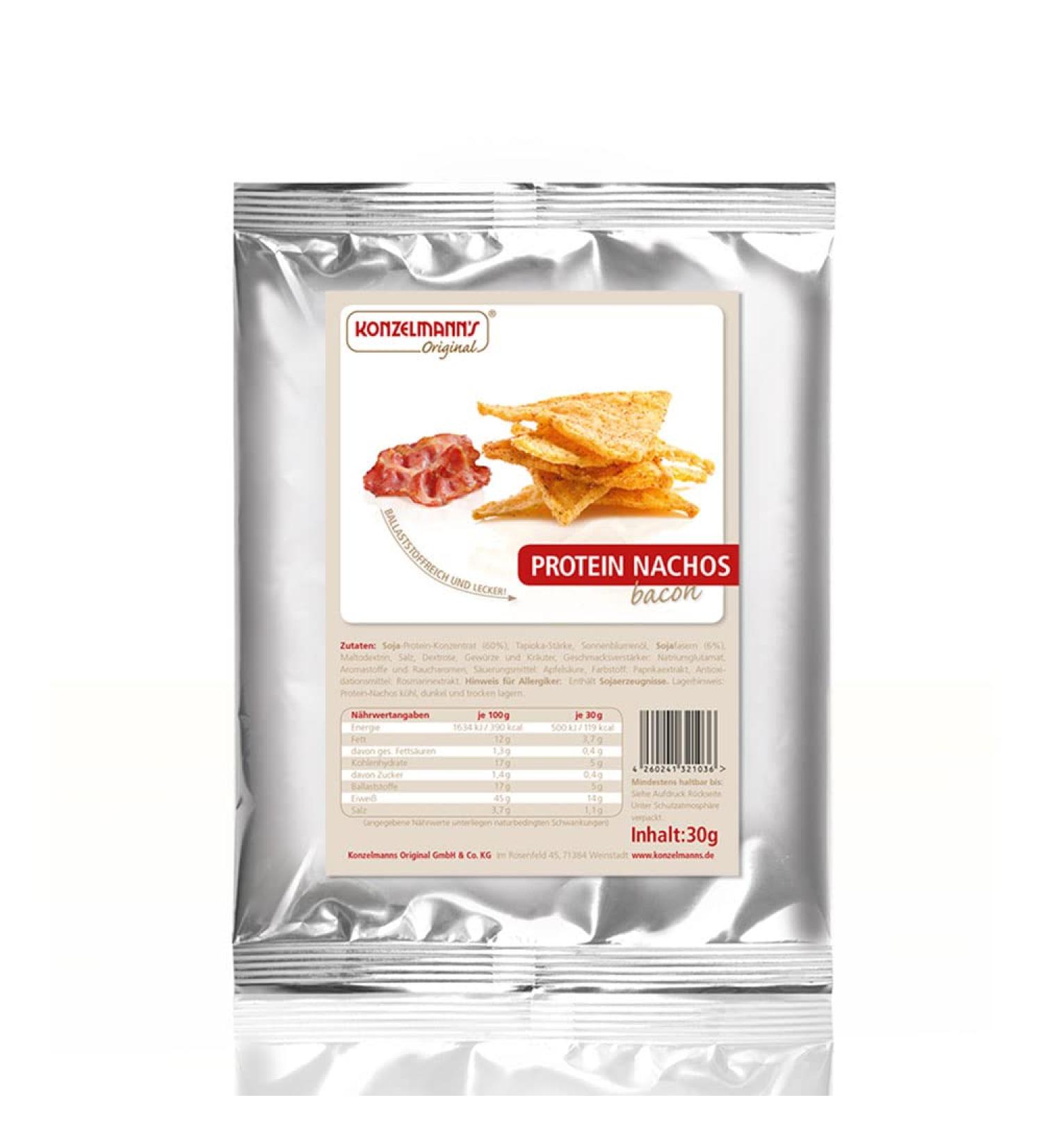 Buy Konzelmann's Original Protein Nachos Bacon - 20 Pack (30g Each) | Low Carb Snack for TV Evenings - International Shipping Available - Buy Online on GoSupps.com