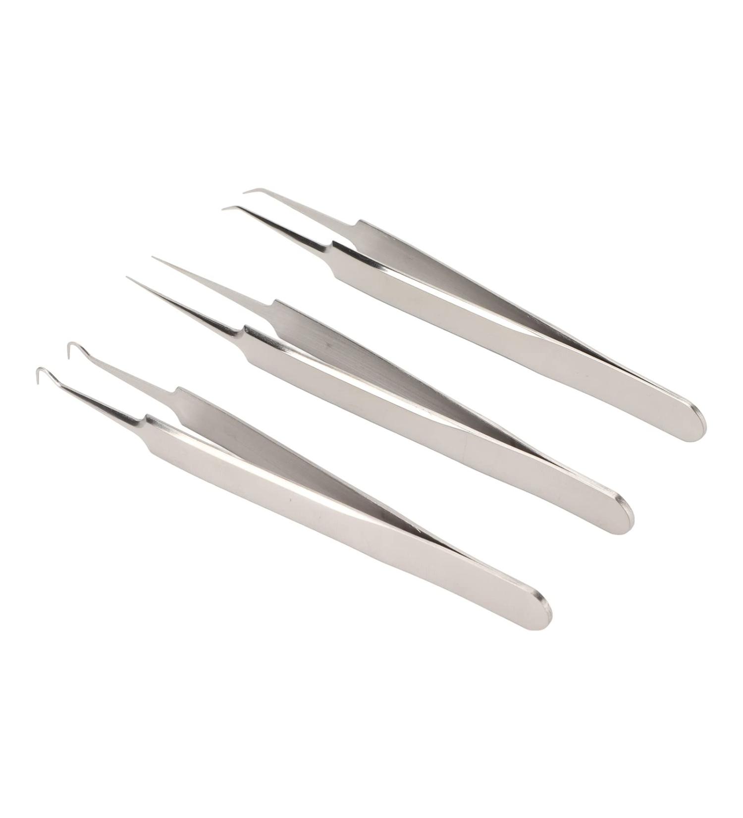 Qukaim Pimples Tweezers Extractor Stainless Steel Blackhead Tweezers Extractor Tool for Pimples Whiteheads and ComedonesSet of 3 - Buy Online on GoSupps.com