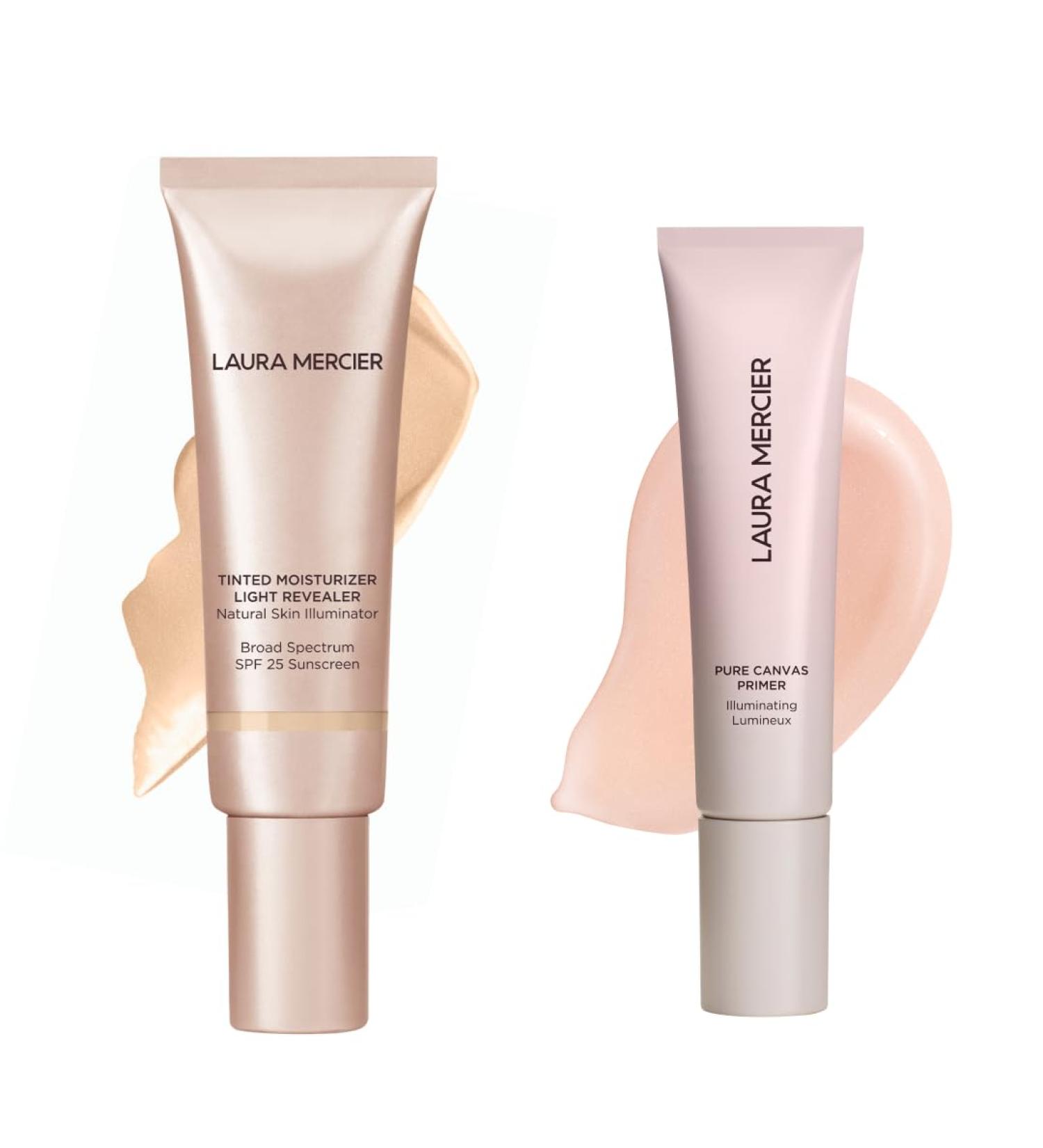 Laura Mercier Tinted Moisturizer Light Revealer with SPF 25 Luminous Finish Shade 0W1 Pearl and Pure Canvas Primer Illuminating Improves and Extends Wear of Makeup Radiant Finish Bundle - Buy Online on GoSupps.com