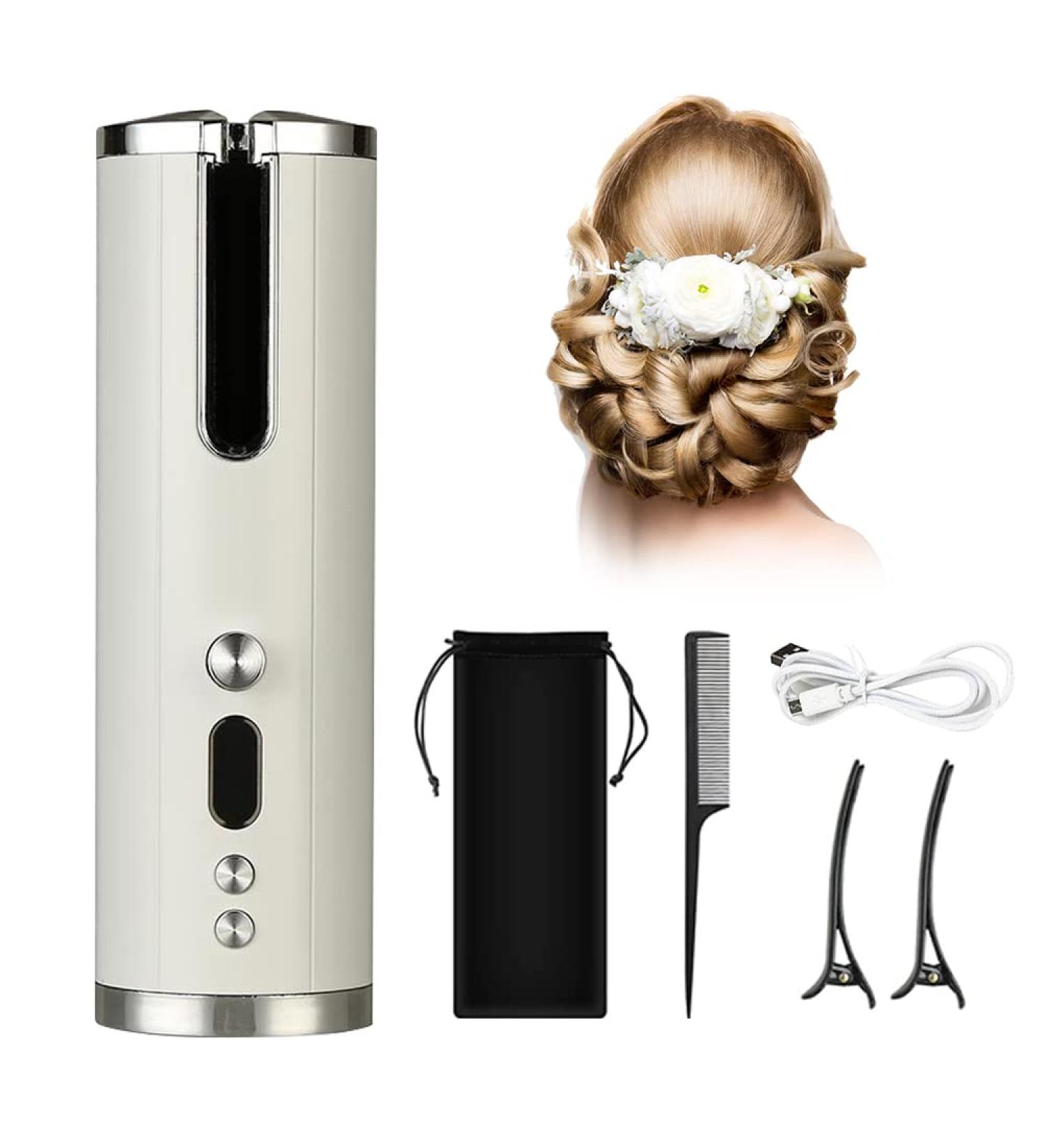 Automatic Hair Curler | Adjustable Temperature & Timer | Portable USB Wireless Curling Iron for Travel & Home - Buy Online on GoSupps.com