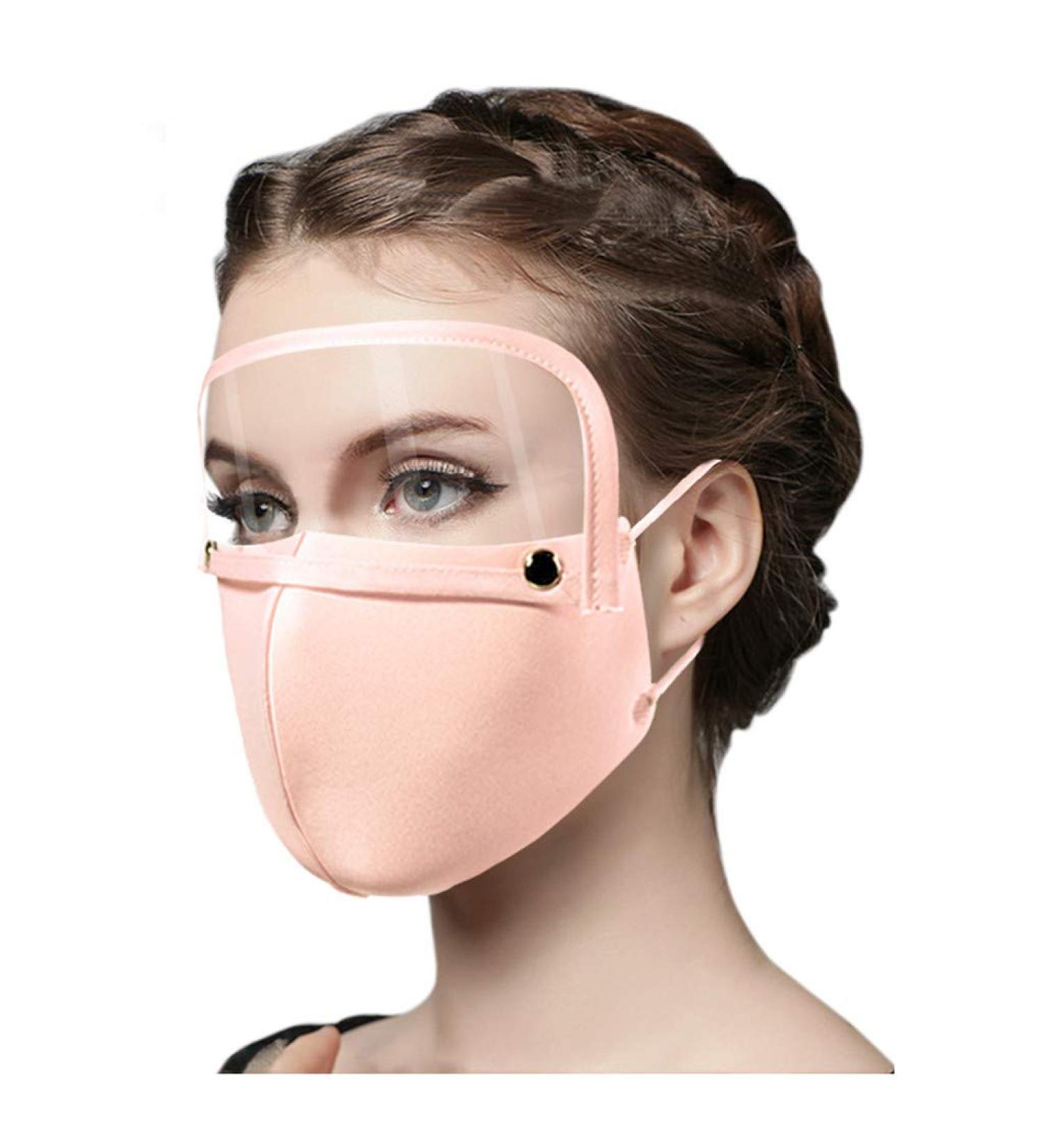 Fabric masks mouth protection washable with eye shield reusable cotton breathable dustproof glasses mouth and nose protection for men women