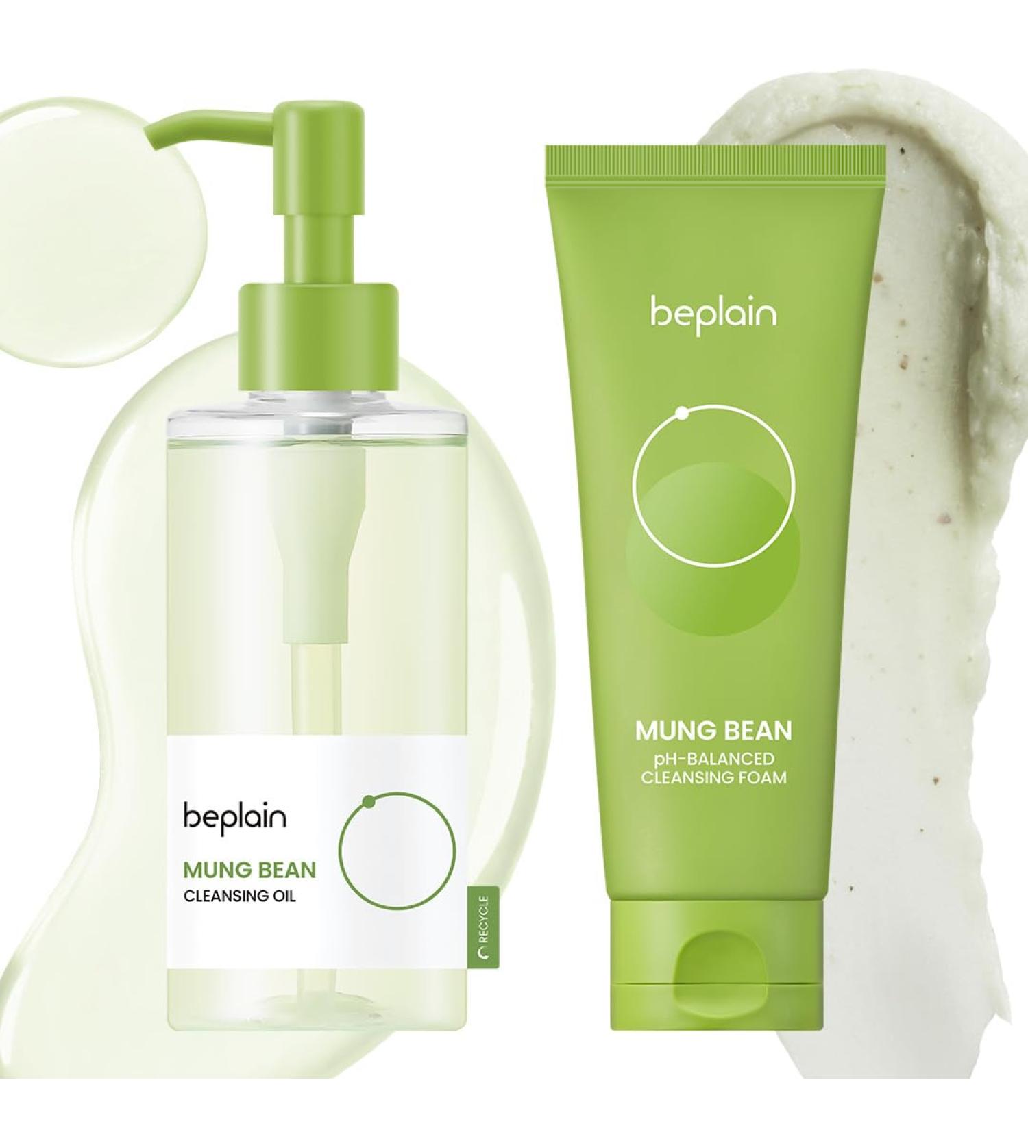beplain Mung Bean Pore Care Duo - Cleansing Oil & Cleansing Foam | Korean Skin Care | Suitable for Sensitive Skin |(6.76fl.oz/200ml) (5.4fl.oz/160ml) - Buy Online on GoSupps.com