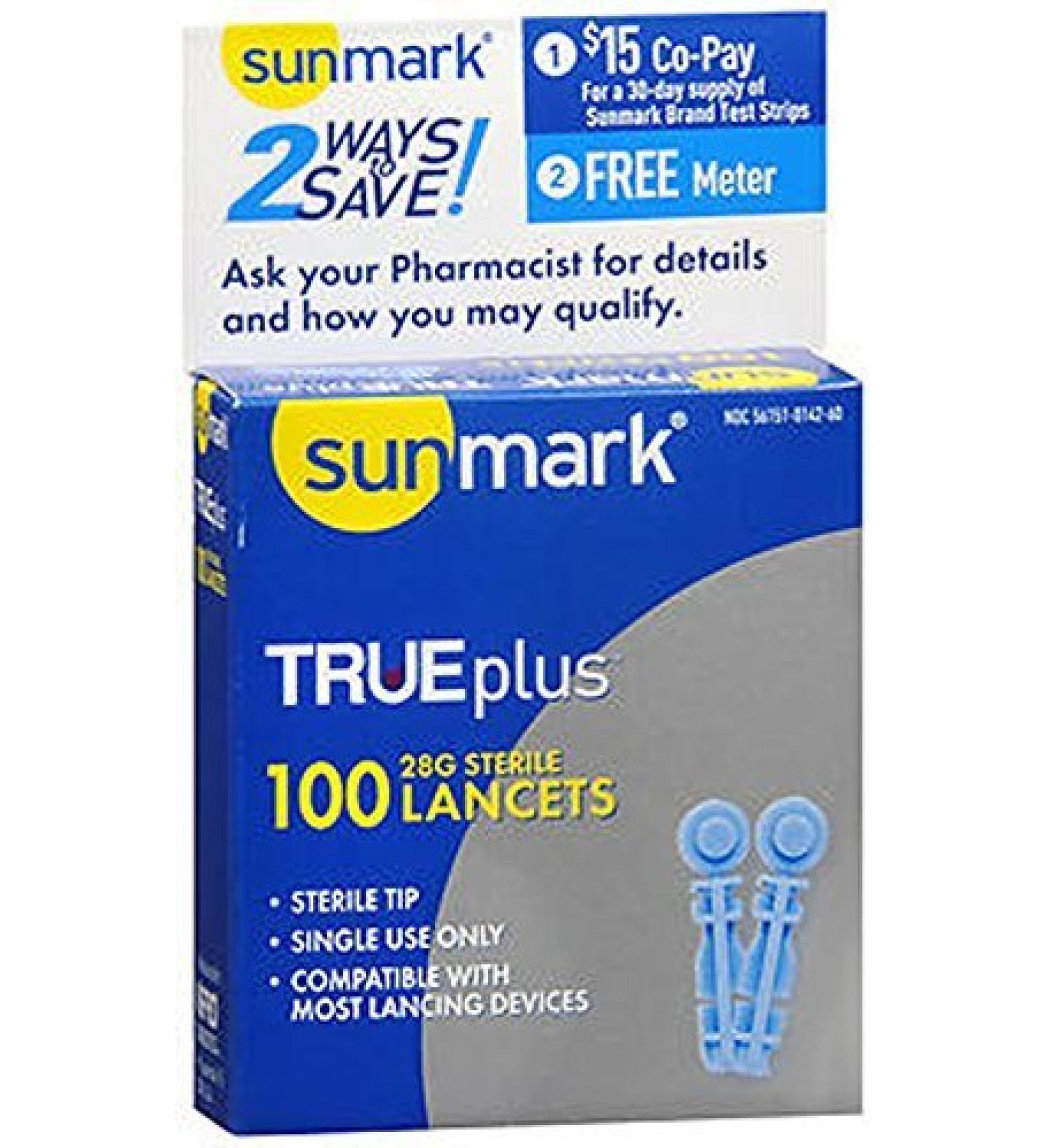 Sunmark Thin Lancets 28 Gauge - 100 ct.