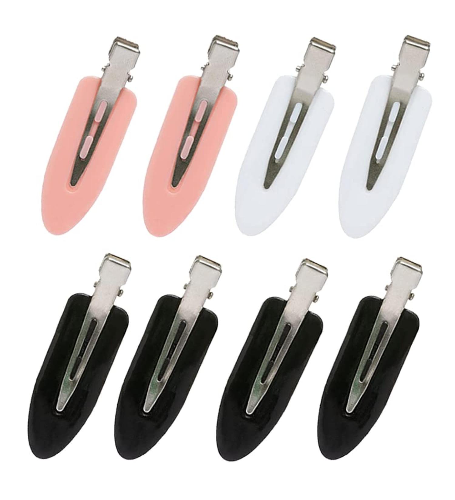 8 Pcs No Bend Hair Clips - Duck Bill Styling Clips for Salon Hairstyles - Black, White, Pink - Buy Online on GoSupps.com