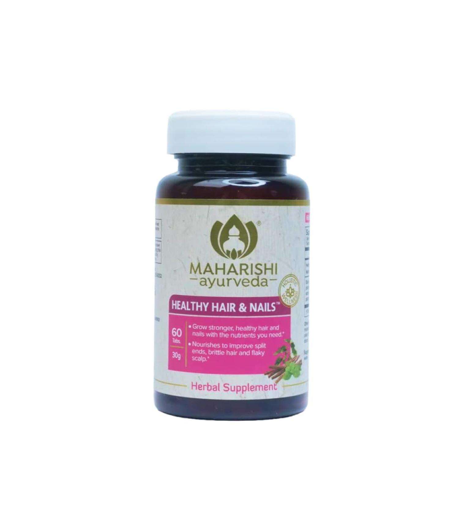 Maharishi Ayurveda Healthy Hair & Nails 60 Tablets Ayurvedic Herbal Support with Eclipta Ashwagandha & Tinospora Supports Hair Nail & Scalp Health* - Buy Online on GoSupps.com