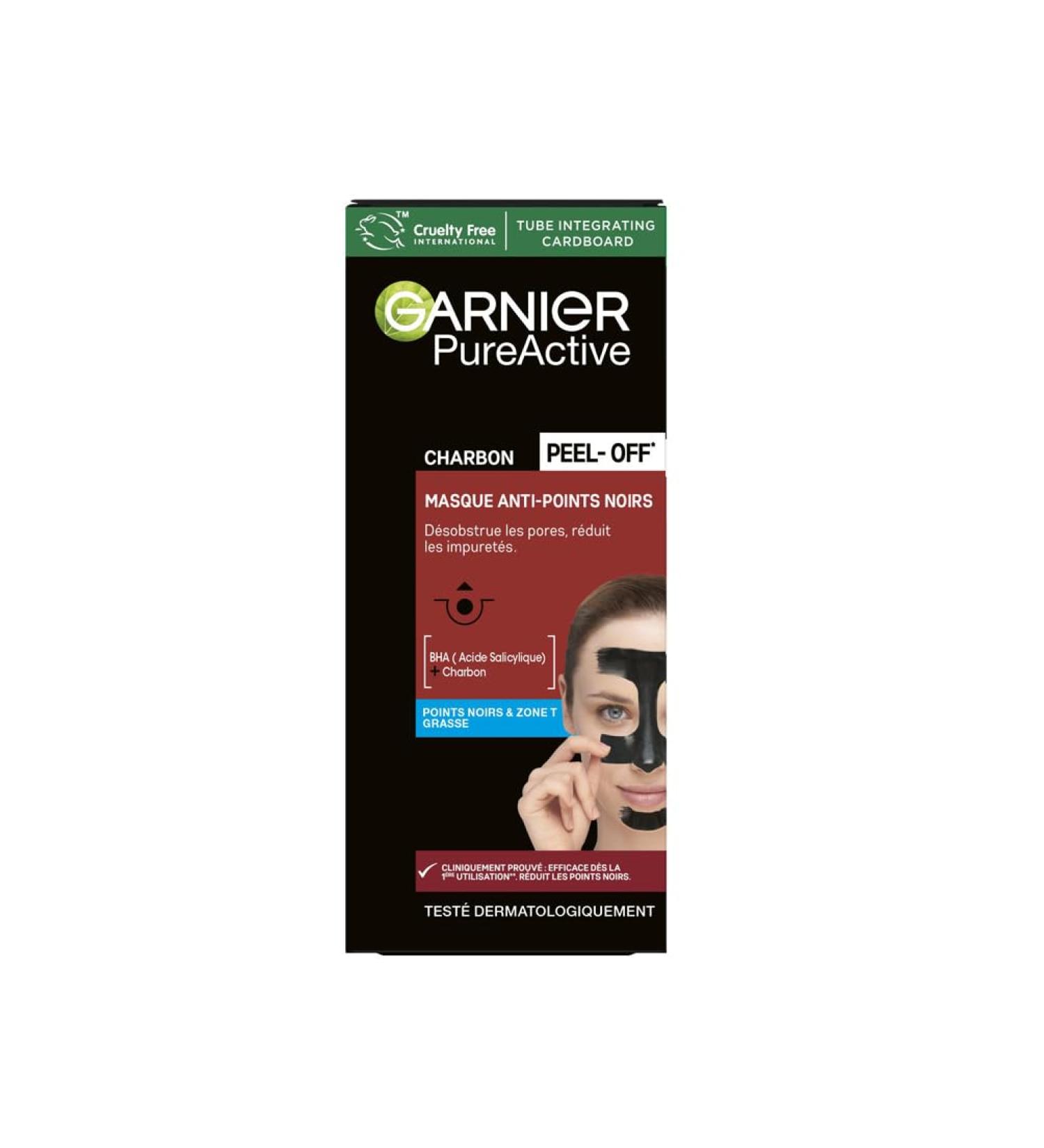 GARNIER Skin Active - Masque Peel-Off Anti-Points Noirs - R duit les Pores & les Impuret s - Charbon & Acide Salicylique - Vegan & Cruelty Free - Zone T - Peaux Grasses Imperfections - 50 ml Noir 50 ml (Lot de 1) - Buy Online on GoSupps.com