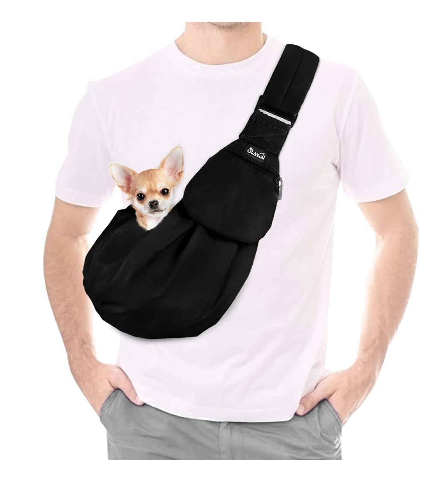 Slowton Dog Carrier Bag - Adjustable & Padded Pet Carrier for Small Dogs (1.3-3.6kg) - Perfect for Outdoor Walks & Excursions - Black - Buy Online on GoSupps.com