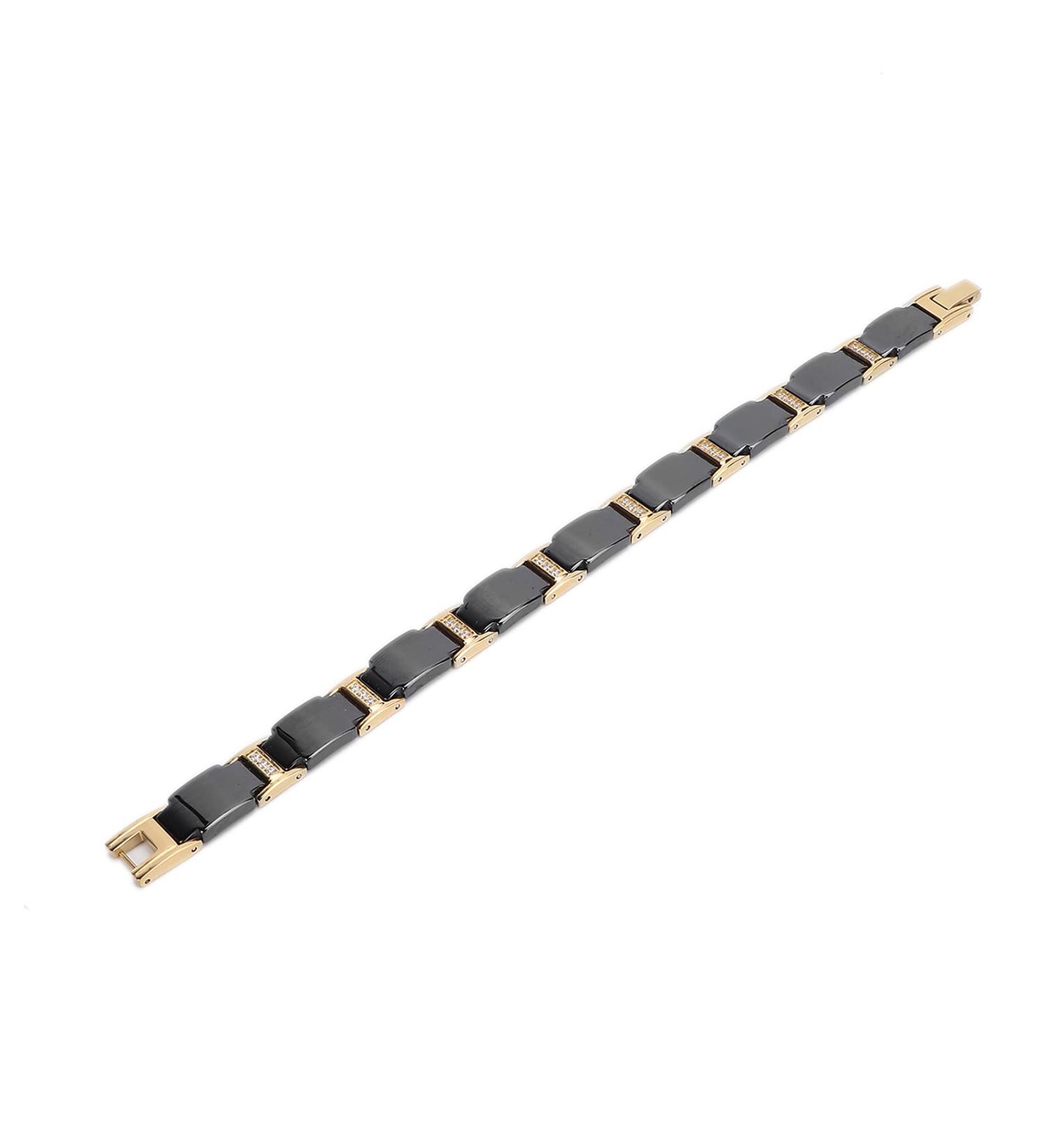 Magnetic Men's Bracelet for Pain Relief & Improved Sleep | Titanium Steel Black Gold - Buy Online on GoSupps.com