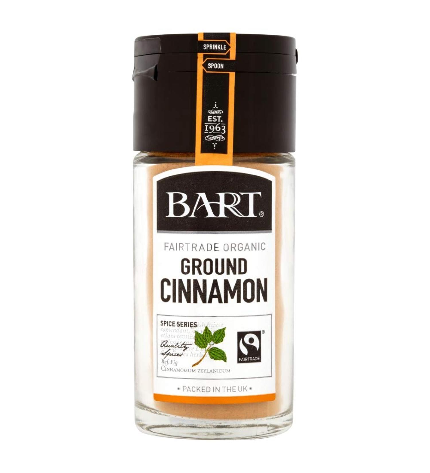 Bart Organic Fairtrade Ground Cinnamon from Sri Lanka for Sweet and Savoury Middle Eastern & Indian Curries Rubs & Marinades with Innovative Spoonkler Cap - Herbs and Spices - 35g Jar - Buy Online on GoSupps.com