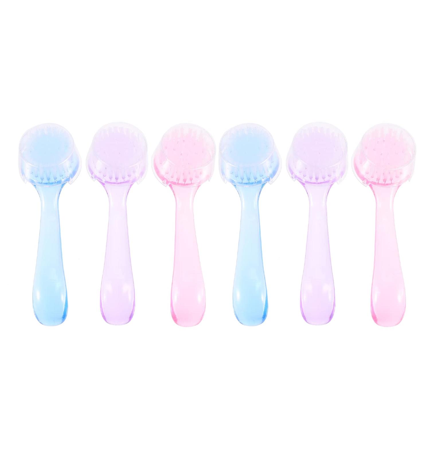 Shop Lurrose 6pcs Plastic Cleaner Brushes - Perfect for Nails Face & Pedicure | Acrylic Pink & Blue Cleaning Tools - Buy Online on GoSupps.com