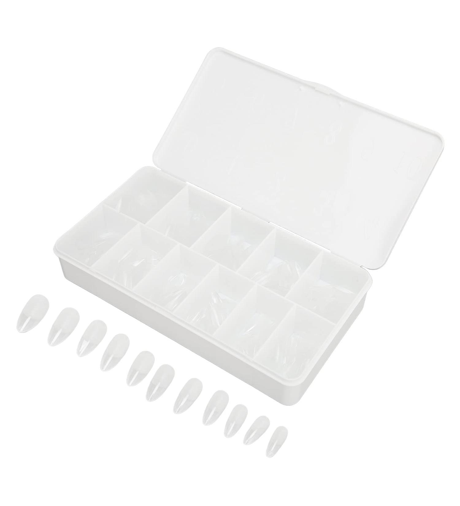 Half Frosted Fake Nail 550 False Nails Carve Free Grinding Long Fake Nails Ultra Thin Lightweight for Nail Salon (Almond) - Buy Online on GoSupps.com