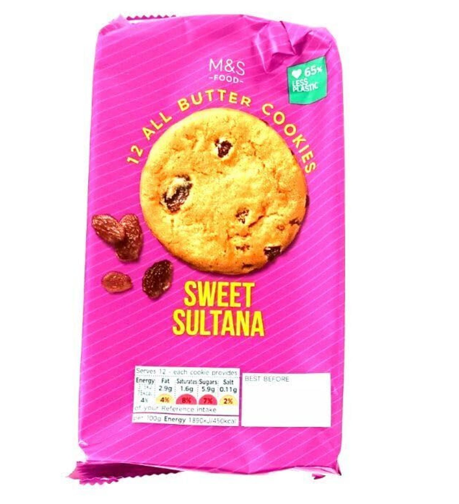 M&S Food 8 All Butter Cookies Sweet Sultana 200g - 2 Pack in a Premier Life Store Box - Buy Online on GoSupps.com