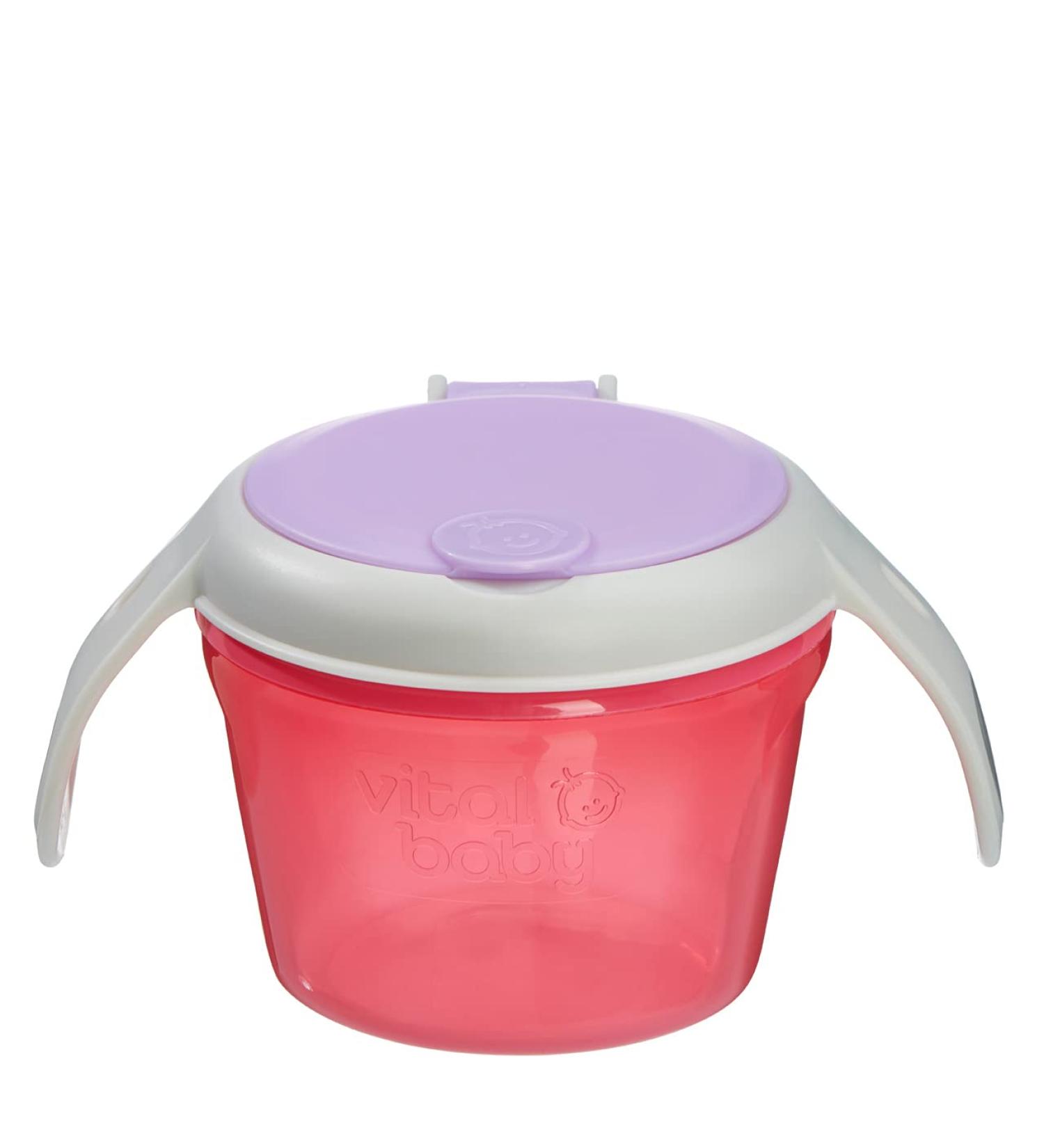 Vital Baby NOURISH Snack on The Go - Non-Spill Snack Pot with Handles and Lid - Buy Online on GoSupps.com