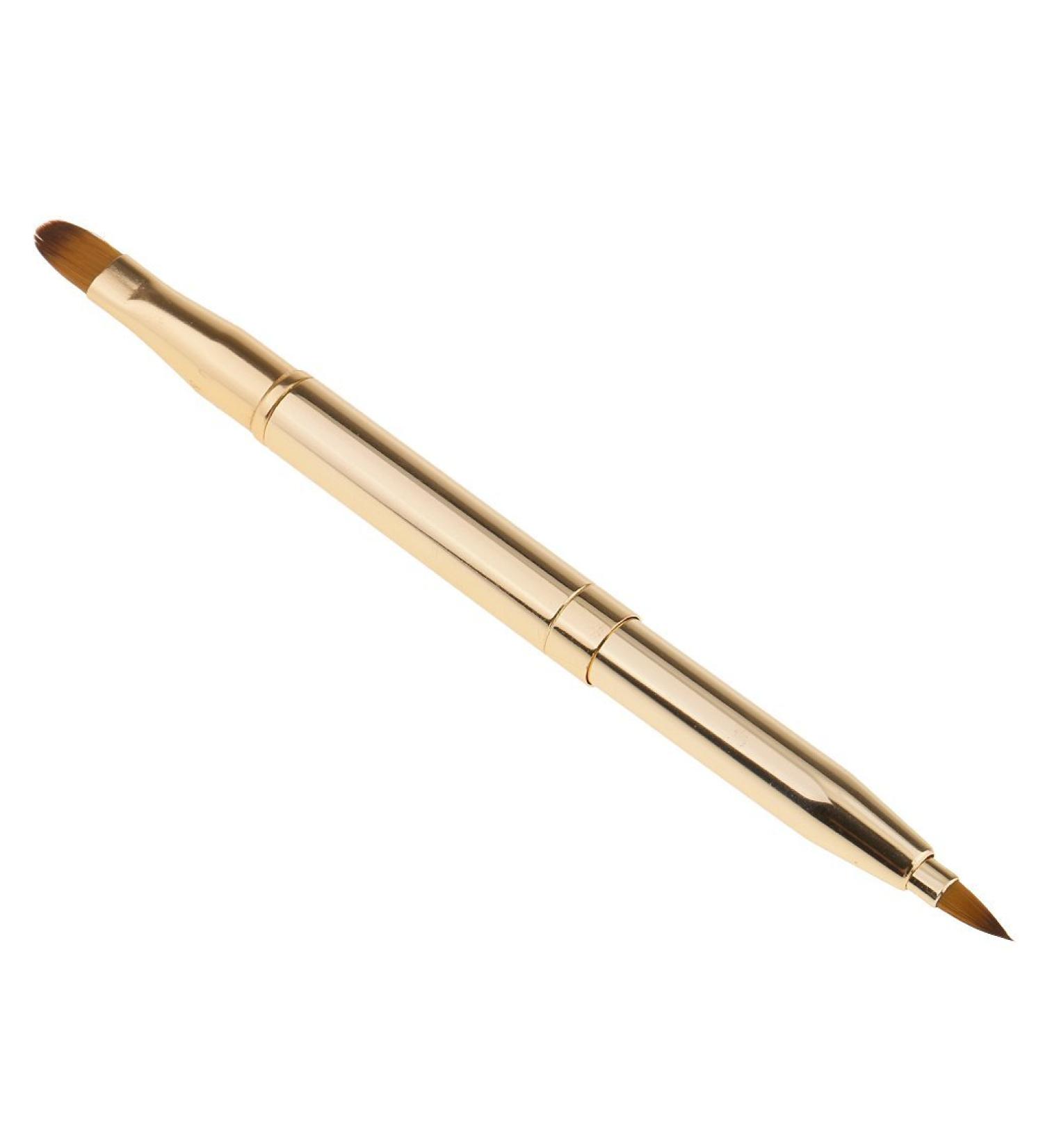 (1 pc) Double Ended 2 in 1 Retractable Lip and Eye Brush Lip Makeup Brush Applicators Liner with Cap for Lip Palette Lipstick - Gold - Buy Online on GoSupps.com