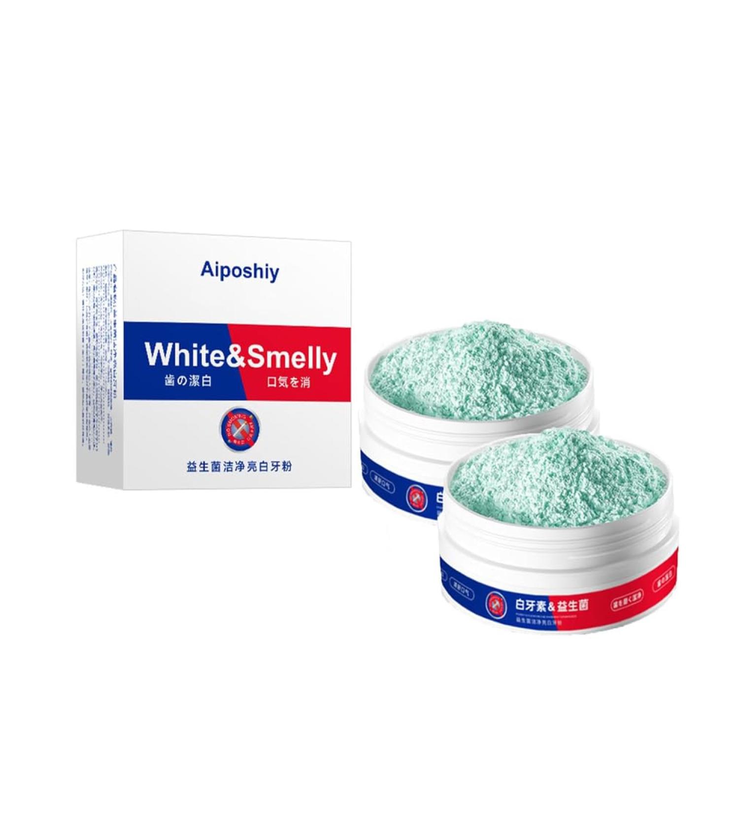Aiposhiy Teeth Whitening Powder - Natural Mint Tooth Stain Remover & Probiotic Tooth Cleaning Powder (2 Pieces) - Buy Online on GoSupps.com