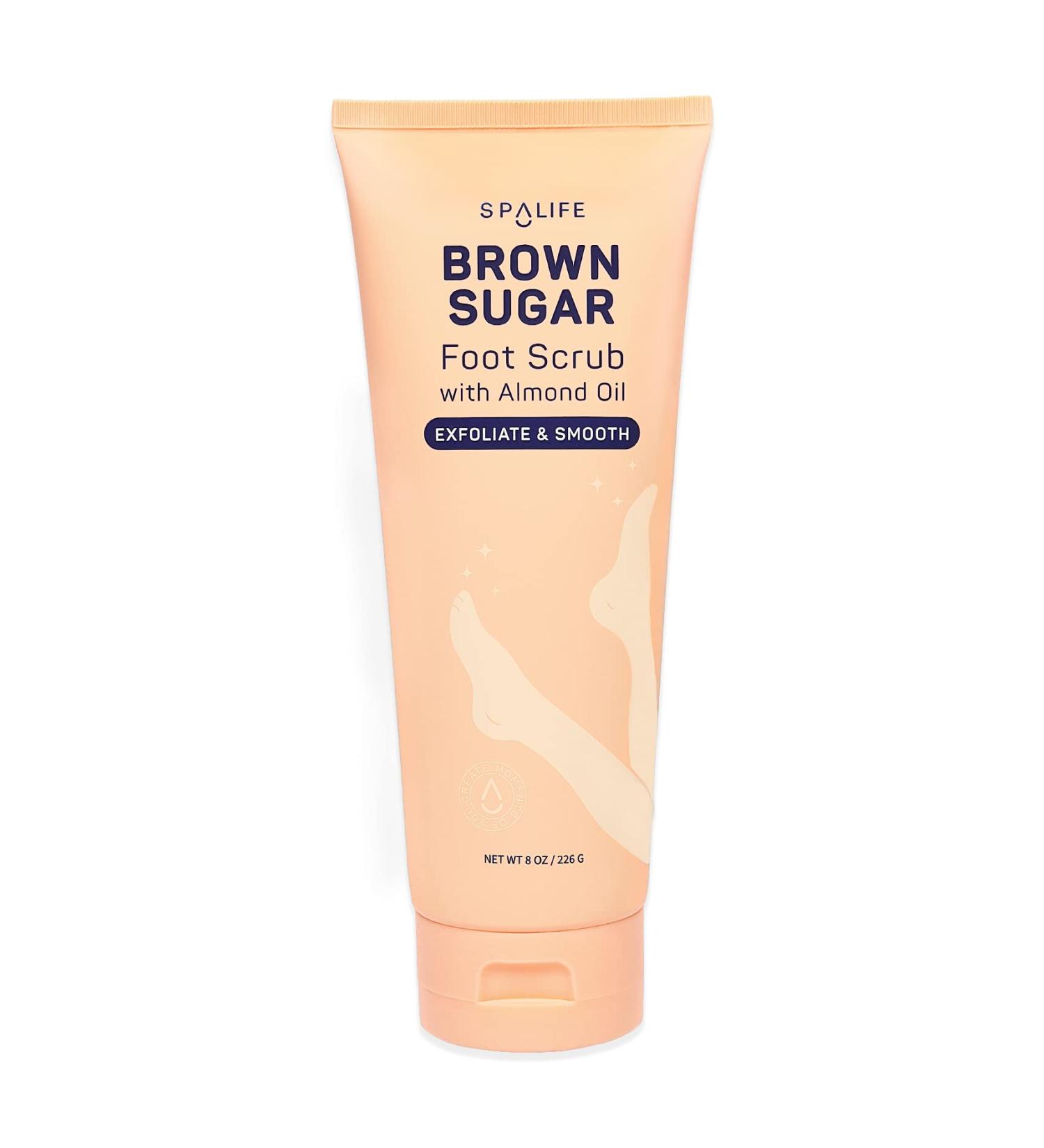 Spa Life Brown Sugar Foot Scrub - Exfoliating & Moisturizing with Almond Oil (8.2 oz) - Buy Online on GoSupps.com