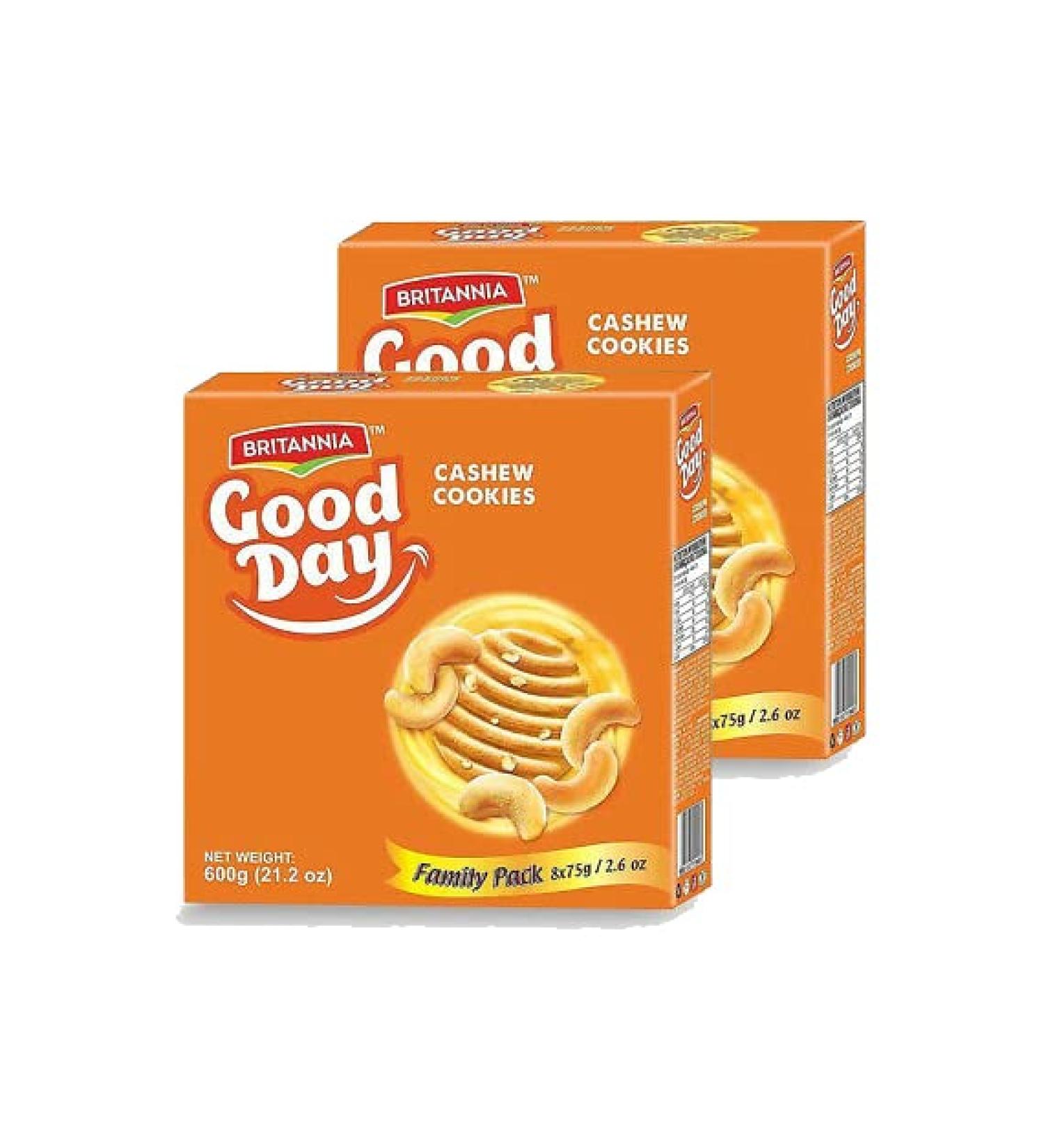 BRITANNIA Good Day Cashew Cookies 21.2oz Family Pack - Rich & Delicious Halal Vegetarian Snack (Pack of 2) - Buy Online on GoSupps.com