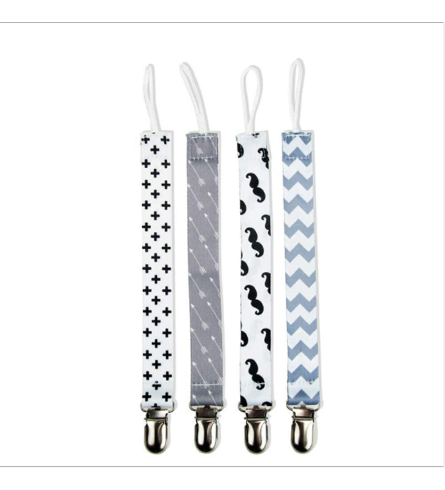Culasign 4-Piece Baby Pacifier Strap Chain Clip - Unisex Cotton Fabric with Plastic Clip | Triangle Design for Secure Bib Attachment - Buy Online on GoSupps.com