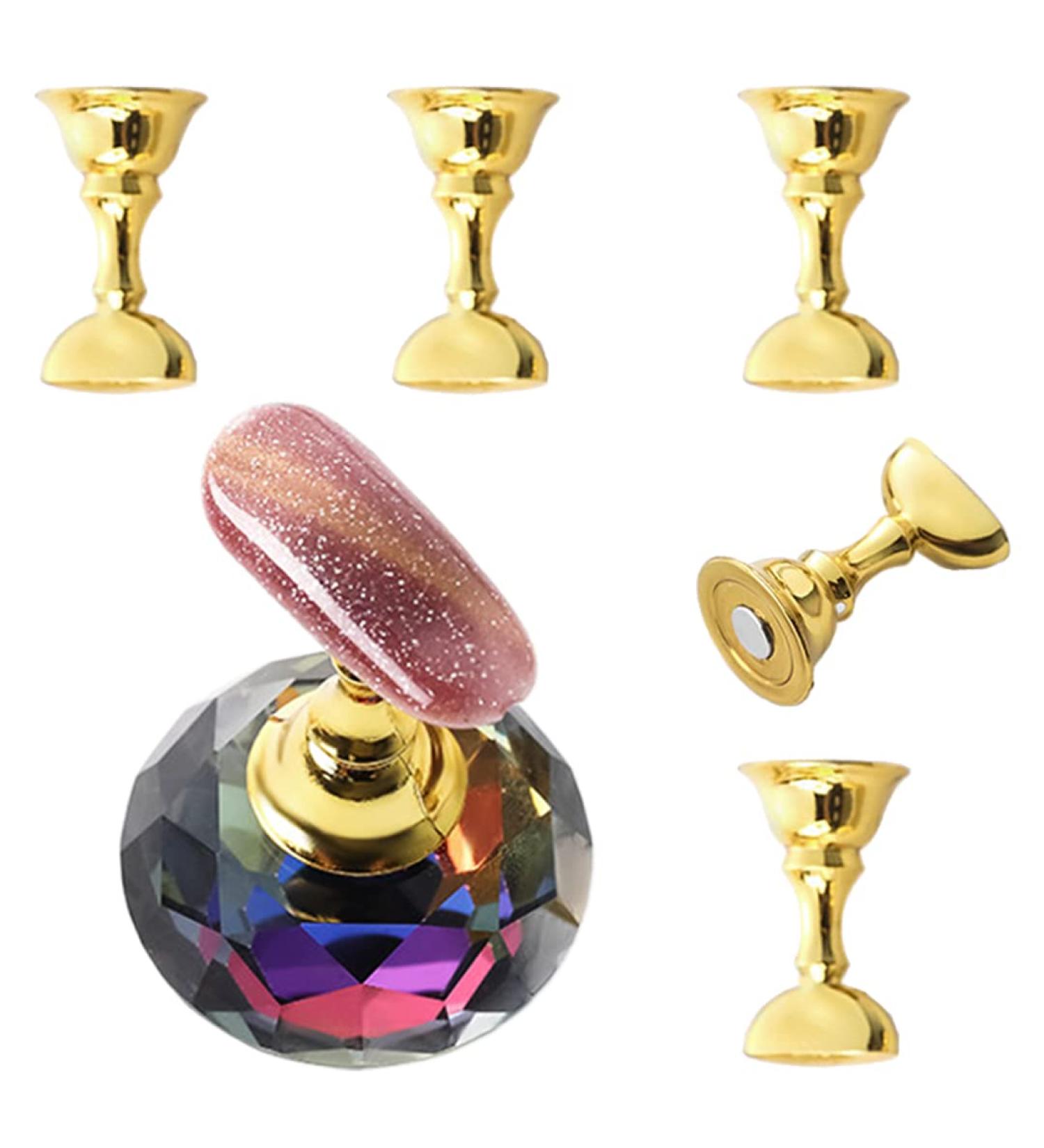 Lotus Shape Acrylic Nail Training Stand - Magnetic Reusable & Colorful Nail Holder for Beginners | Clear Crystal Set - Buy Online on GoSupps.com