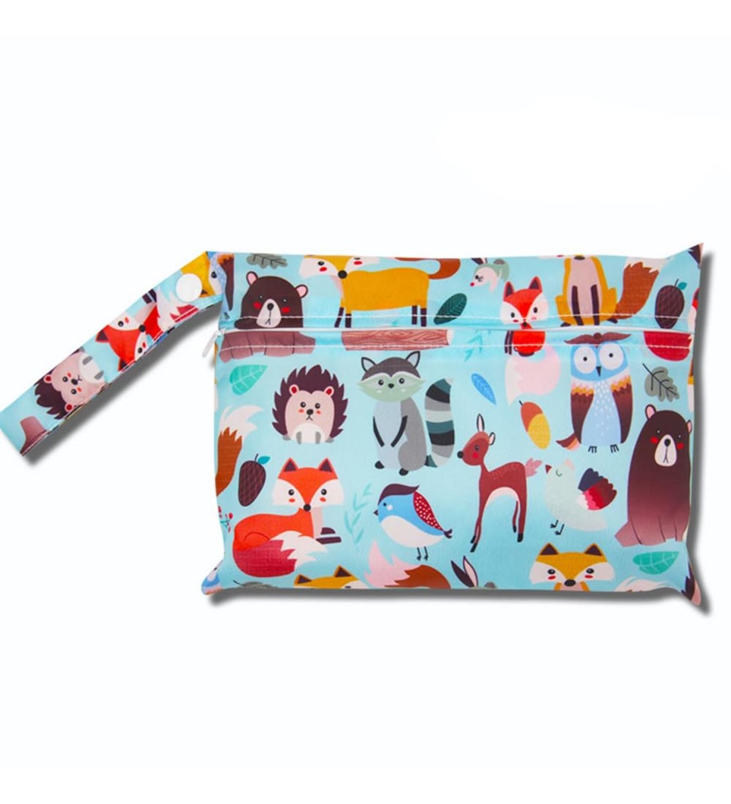 Qiantull Mini Diaper Bag - Colorful Animal Pattern Waterproof Wet/Dry Cloth Organizer Pocket for Babies Perfect for Swimming & Beach - 22x15cm - Buy Online on GoSupps.com