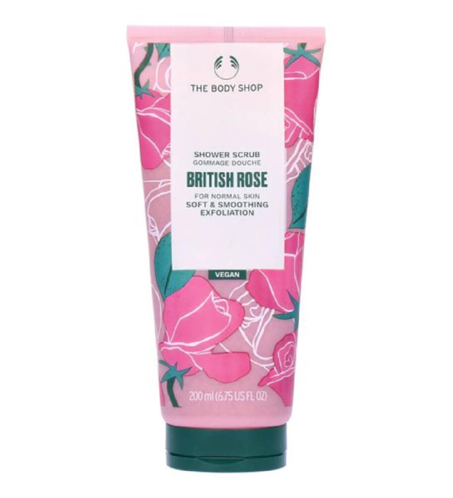 The Body Shop British Rose SHOWER SCRUB 200ml (Soft & Smoothing Exfoliator)