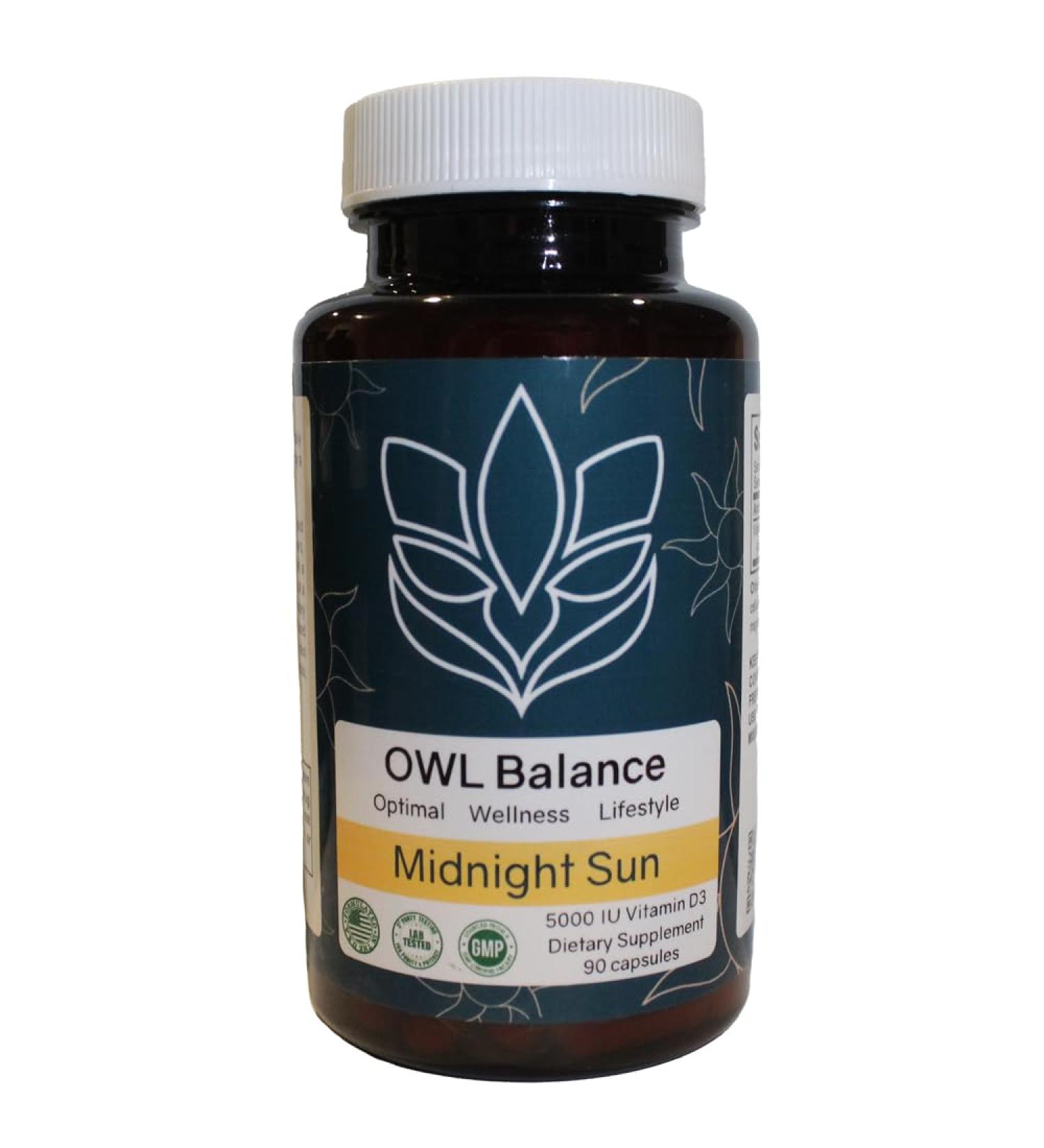 OWL Balance Midnight Sun D3 a Premium Vitamin D3 Supplement Designed to Support Your Overall Health and Well-Being. - Buy Online on GoSupps.com