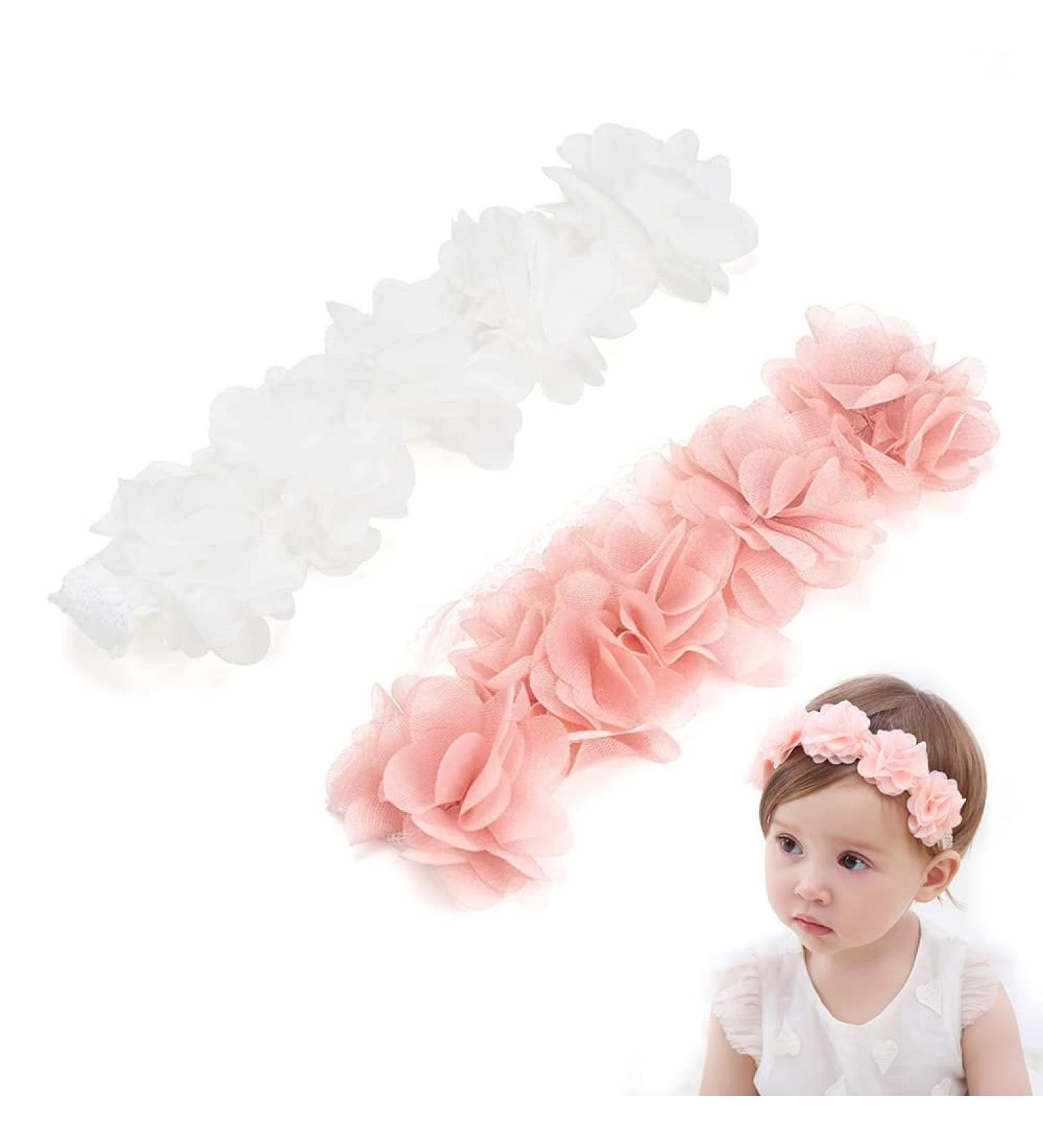 Roysmart Baby Girls Headbands - 2 Pack Flower Hair Bands | Perfect Baby Accessories for Gifts & Parties - Buy Online on GoSupps.com