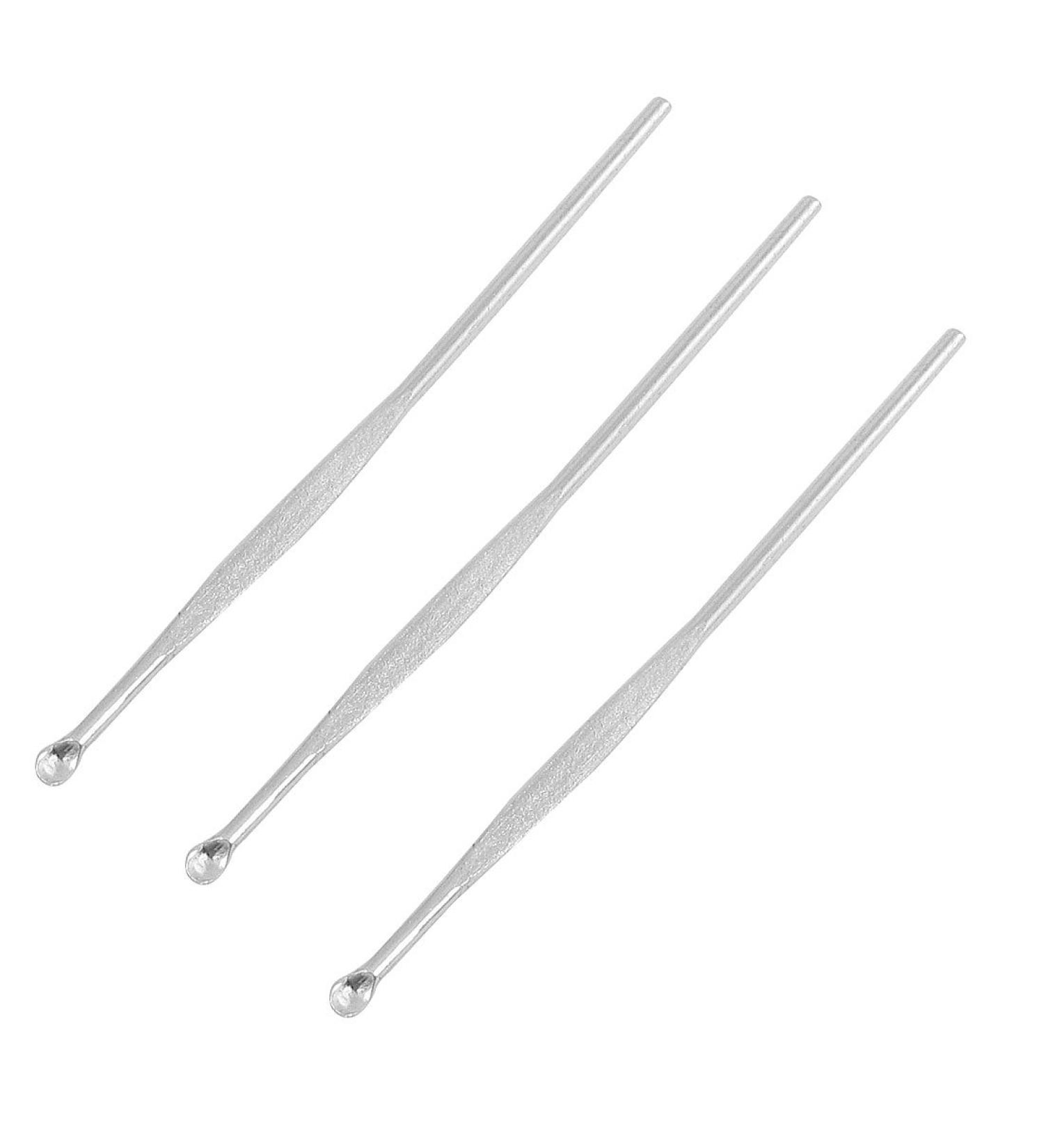 Qtqgoitem 3 x Silver Tone Aluminum Earpick Ear Wax Removers Cleaner (Model: c46 602 72e 79b 2b6)