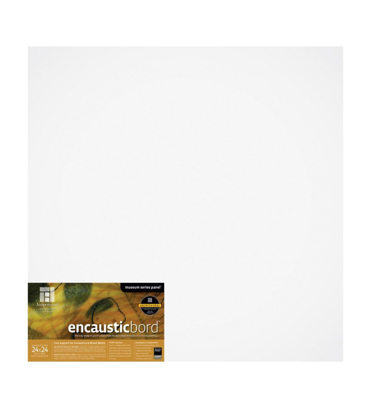 Ampersand Encausticbord Hardboard Panel for Encaustics and Mixed Media  1.5 Inch Depth Cradle  24X24 Inch (ENC152424)