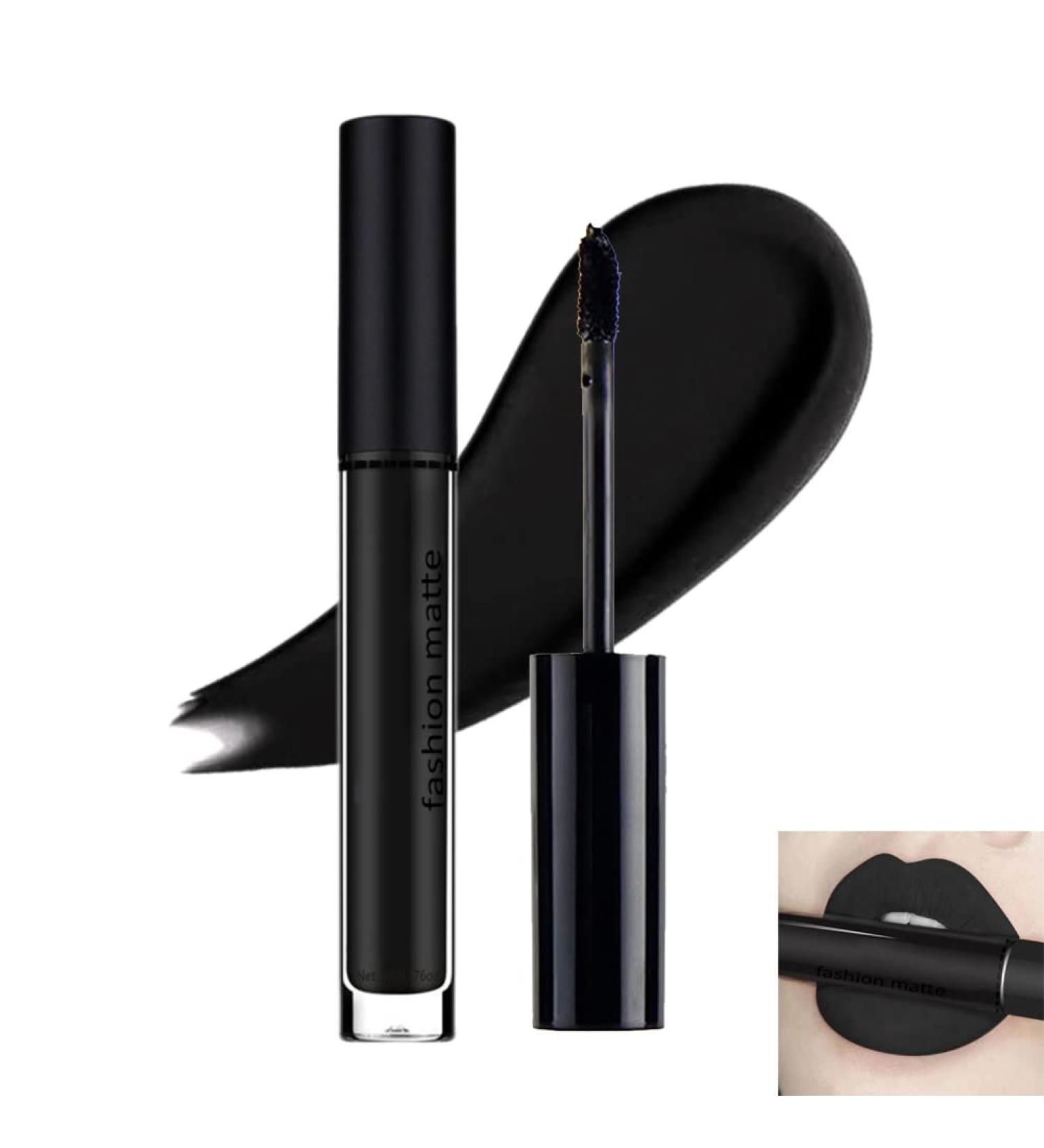 Black Matte Liquid Lipstick - Long Lasting, Pigmented Lip Gloss for Women & Girls | Waterproof & Non-stick Cup Lip Glaze - 0.10 Fl Oz - Buy Online on GoSupps.com