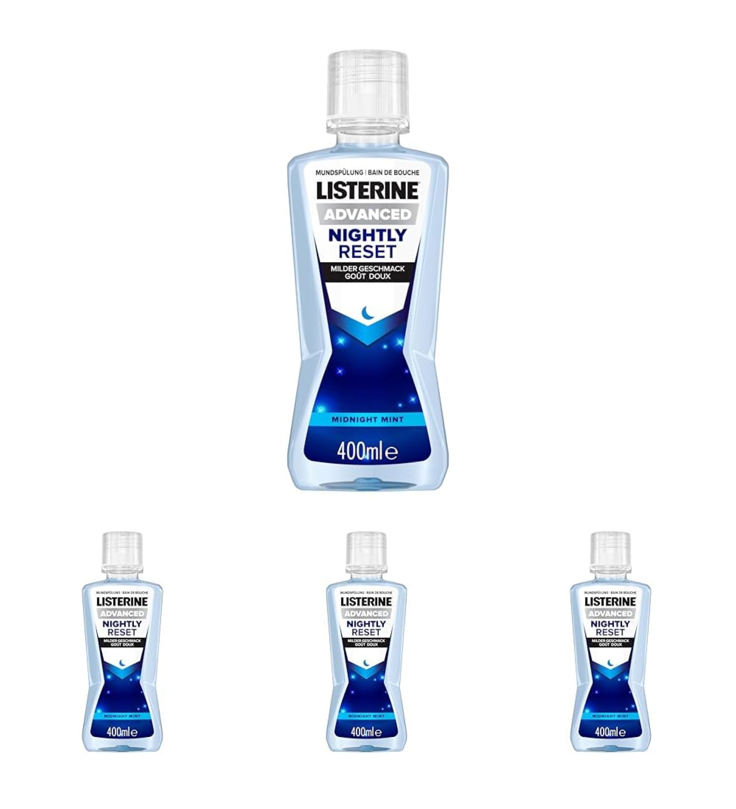 Buy Listerine Advanced Nightly Reset Mouthwash (400ml Pack of 4) - Enamel Remineralization & Deep Cleaning for Overnight Care | International Shipping - Buy Online on GoSupps.com