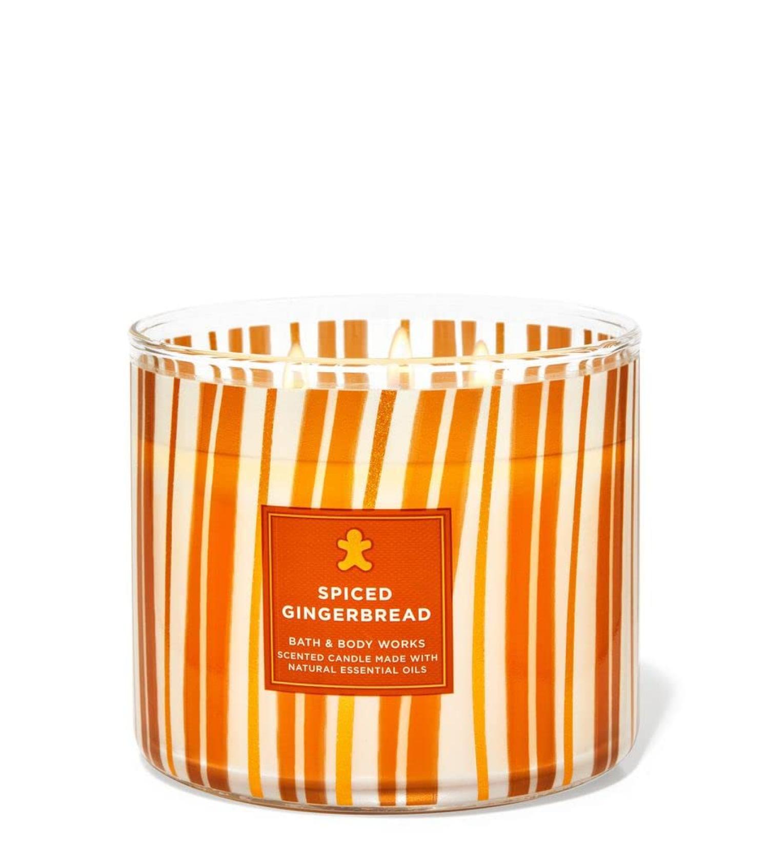 Spiced Gingerbread 3 Wick Candle 14.5 oz / 411 g Made with Natural Essential Oils