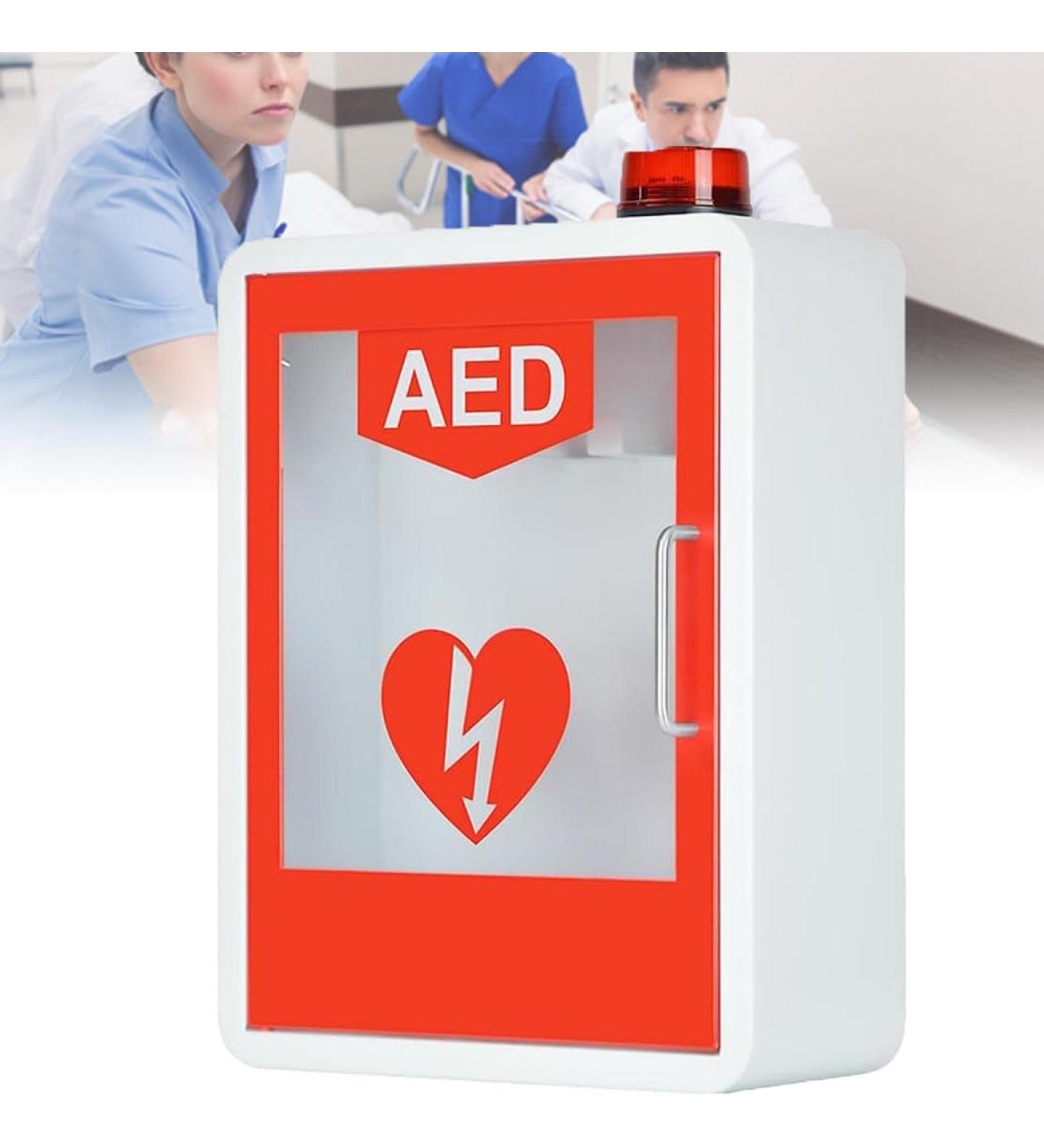 Cymyyds AED Defibrillator Storage Cabinet with Key & Alarm - Ideal for Homes Schools Clubs | Cardiac Defibrillation Alarm Box in Orange - Buy Online on GoSupps.com