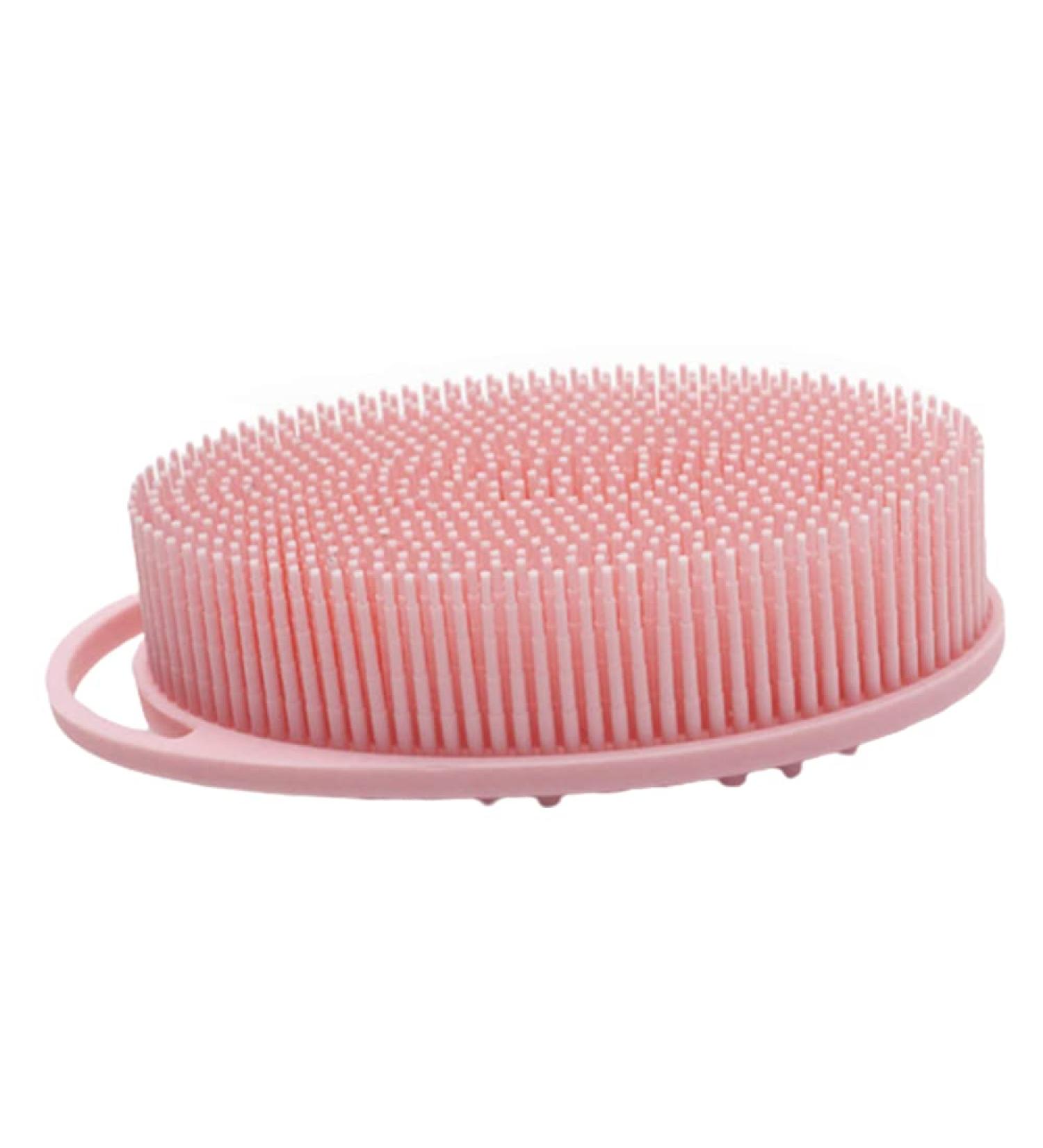 Silicone Body Scrubber Brush for Bath and Shower - Hygienic Skin-Friendly Exfoliating Scrubber - Pink - 80x135mm - Buy Online on GoSupps.com