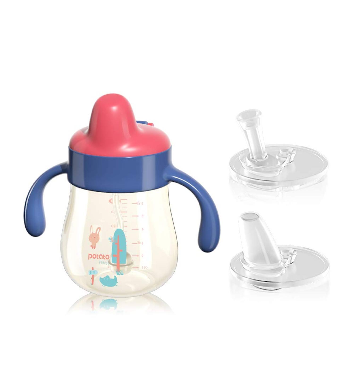 POTATO Weighted Straw Cup for Toddlers | Spill-Proof PPSU Sippy Cup | 10oz Water Bottle with 2 Spout Options | Handles for Boys | Ideal for Babies 12+ Months - Bright Red - Buy Online on GoSupps.com