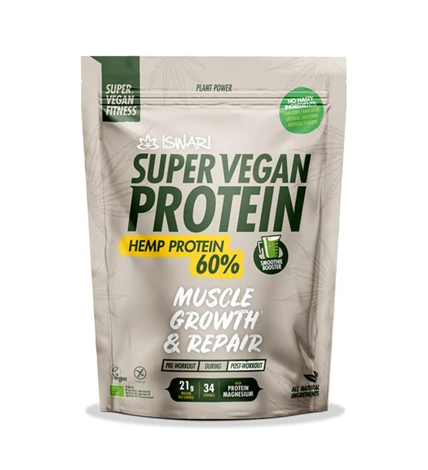 Super Vegan Protein - 1.2kg - Hemp Protein - Grade 60 - Buy Online on GoSupps.com