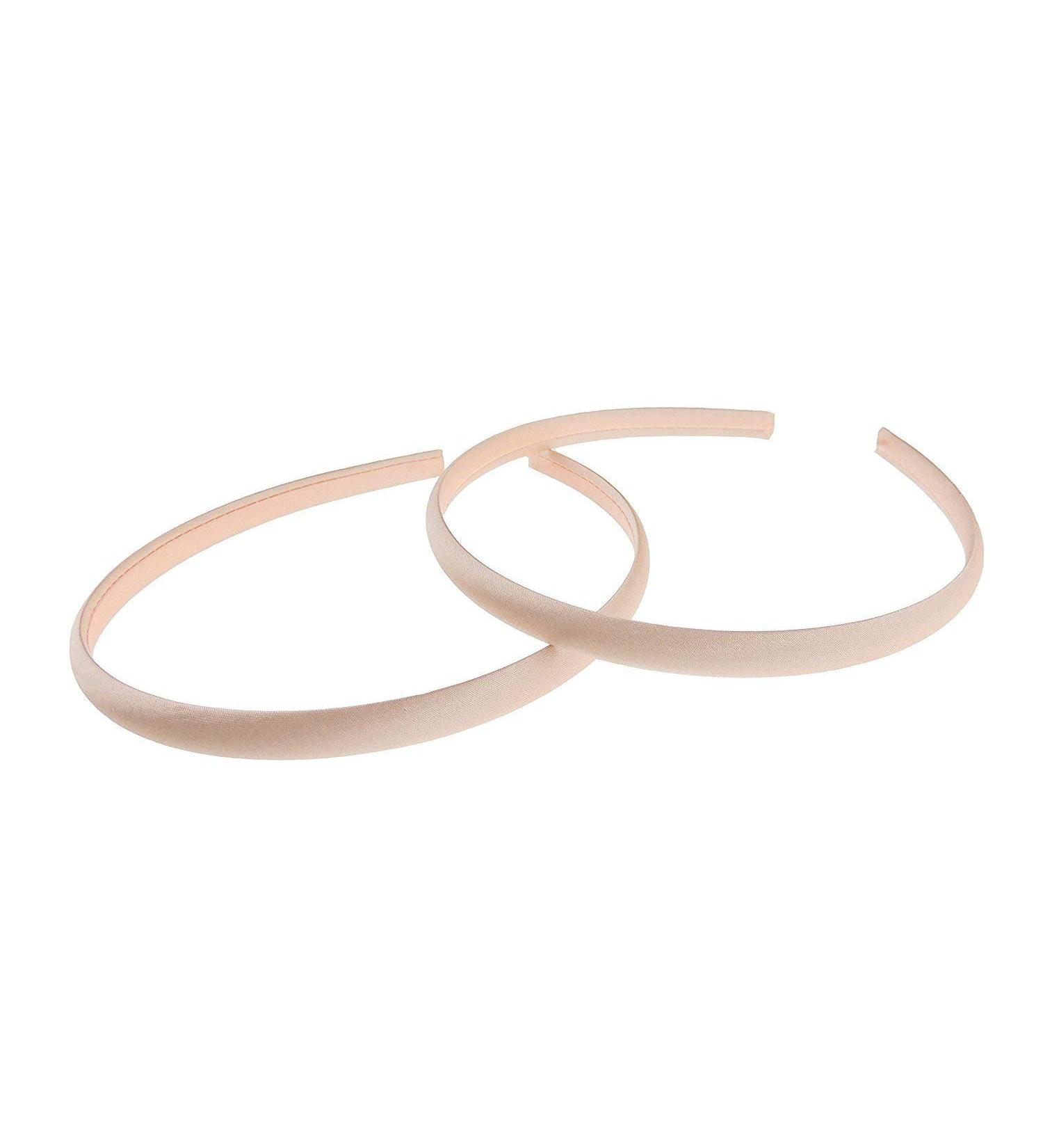 Set of 2 GIRLS Kids Childrens DIY Dance Recital Play Birthday Party School Uniform Special Occasion Hair Accessories Narrow Fabric Satin 1cm Short Long Hair Headband Alice Band Hairband (Pale Pink)