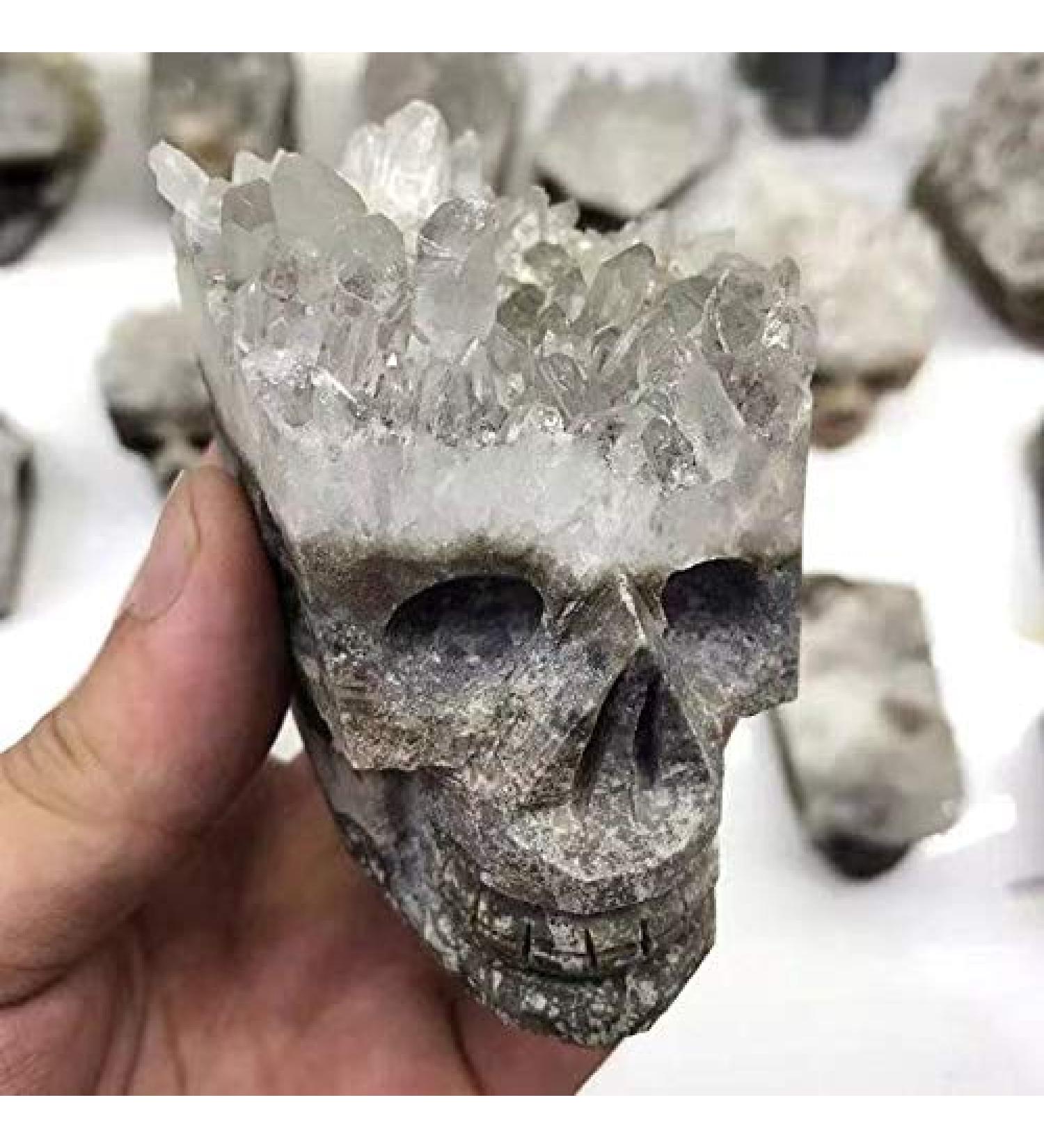 1pc Natural Clear White Quartz raw Crystal Cluster Stone Carved Skulls Obelisk - Buy Online on GoSupps.com