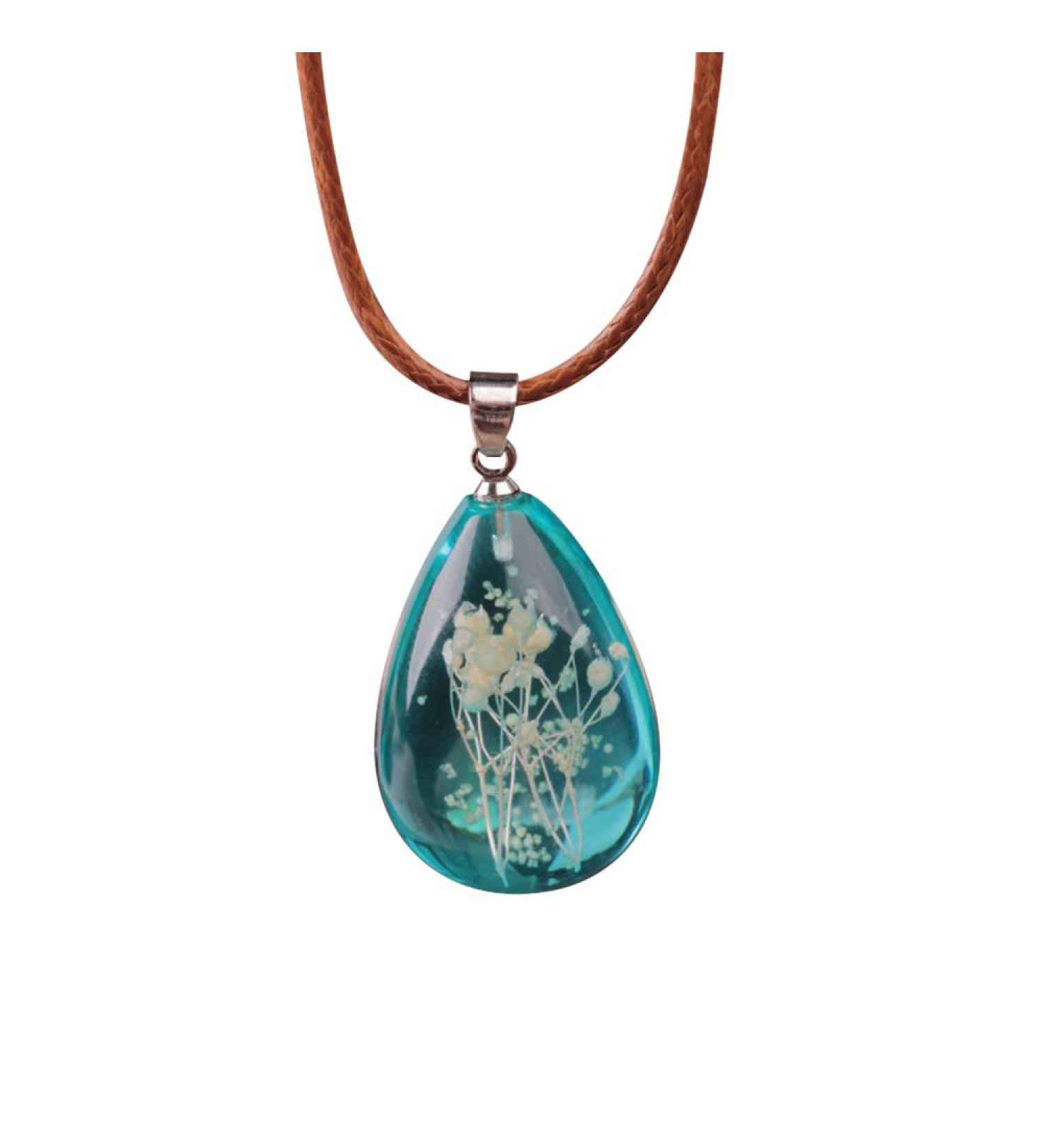 Qiuday necklace women trailer chain 45 cm jewelry for women women glowing dried flower Teardrop pendant necklace charm chain jewelry leather chain necklace leather strap chain e unit size