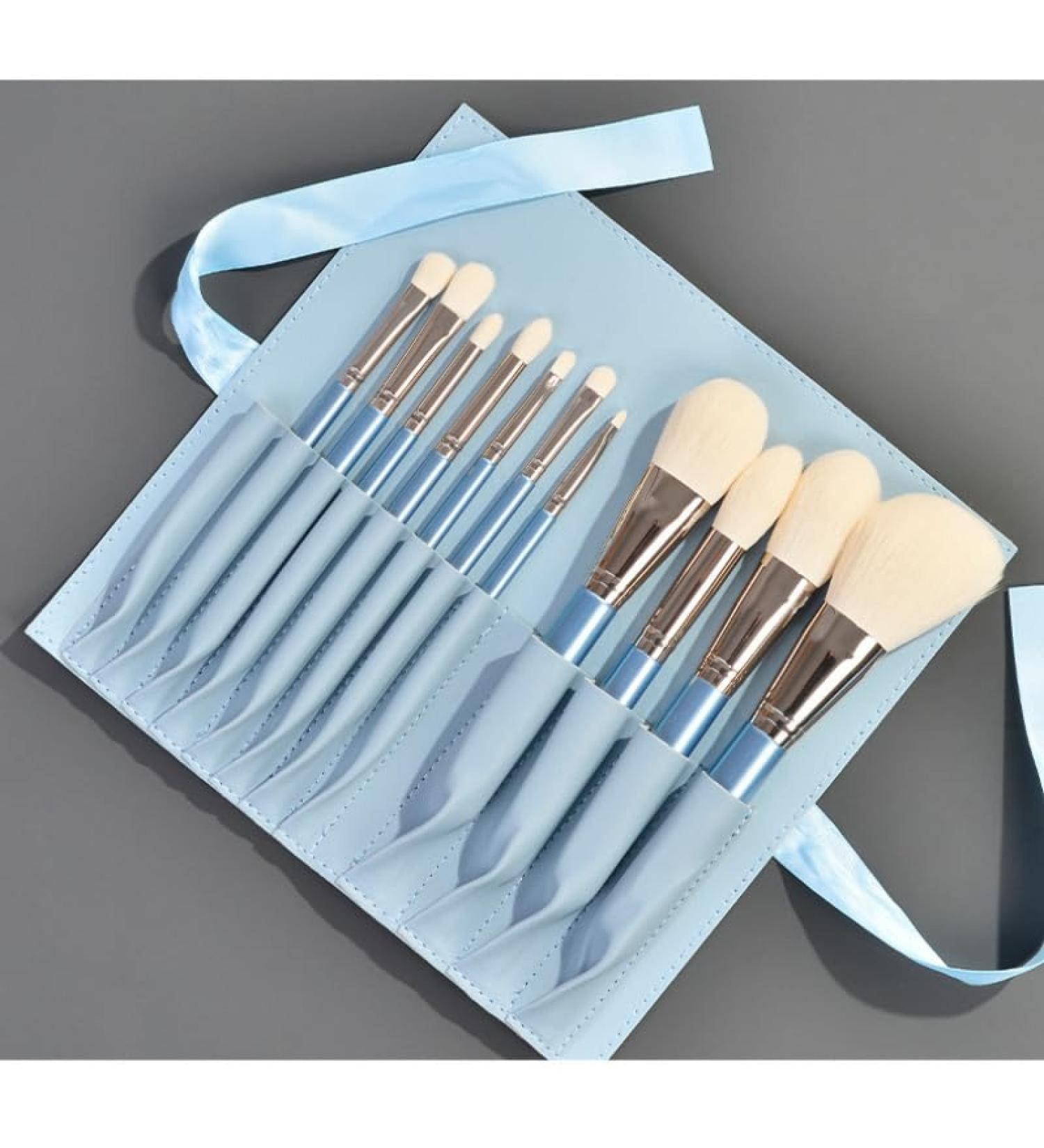 Elegant Blue & White Wind Chimes Makeup Brush Set | Premium Powder Blush & Eyeshadow Brushes | International Shipping Available - Buy Online on GoSupps.com