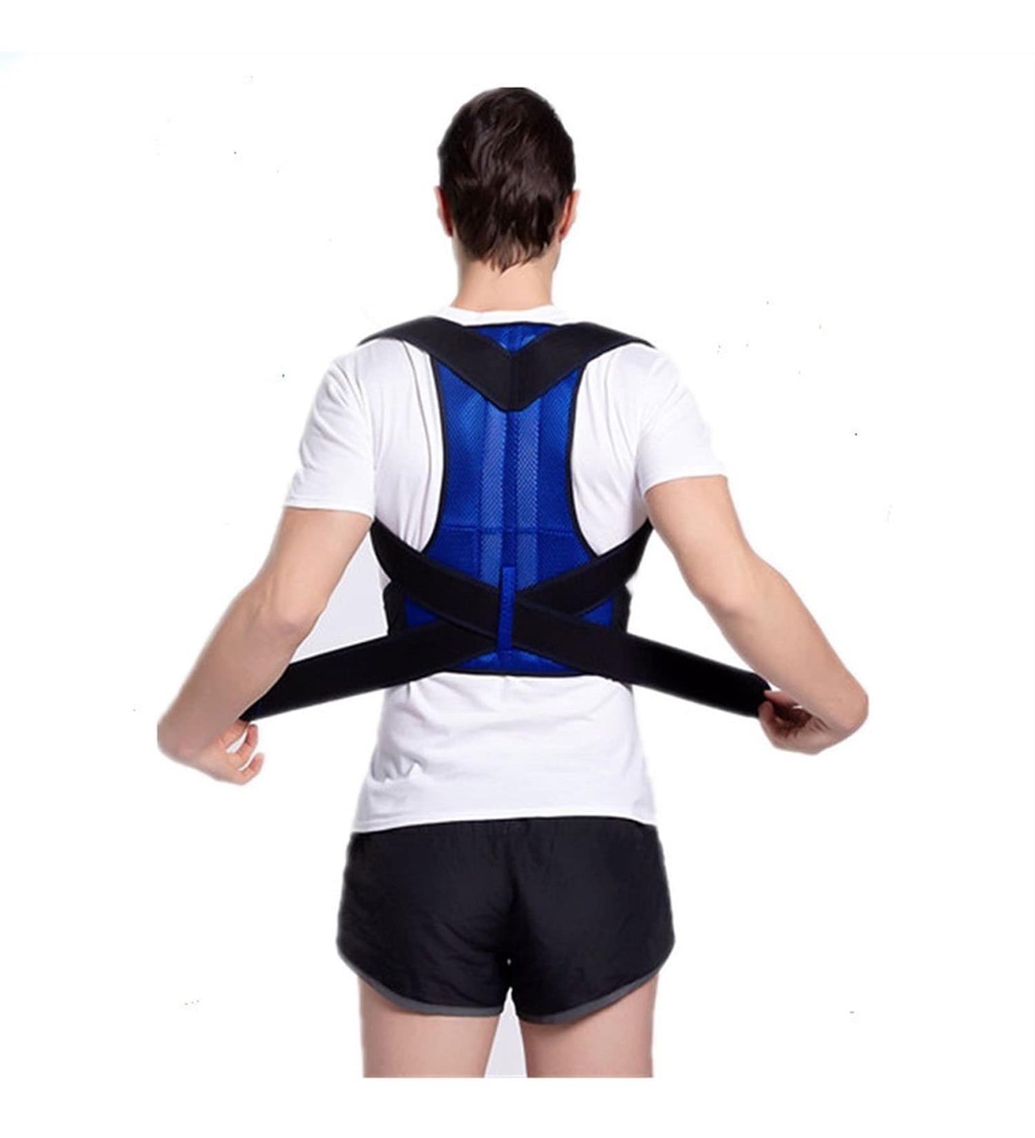 Back Brace Lumbar Support Belt Waist Backbrace Posture Corrector Shoulder Neck Brace Waist-Support Breathable Fabric Lower and Upper Back Pain Relief (Color : Black Size : Small) (Blue Med (Blue La Blue Large - Buy Online on GoSupps.com
