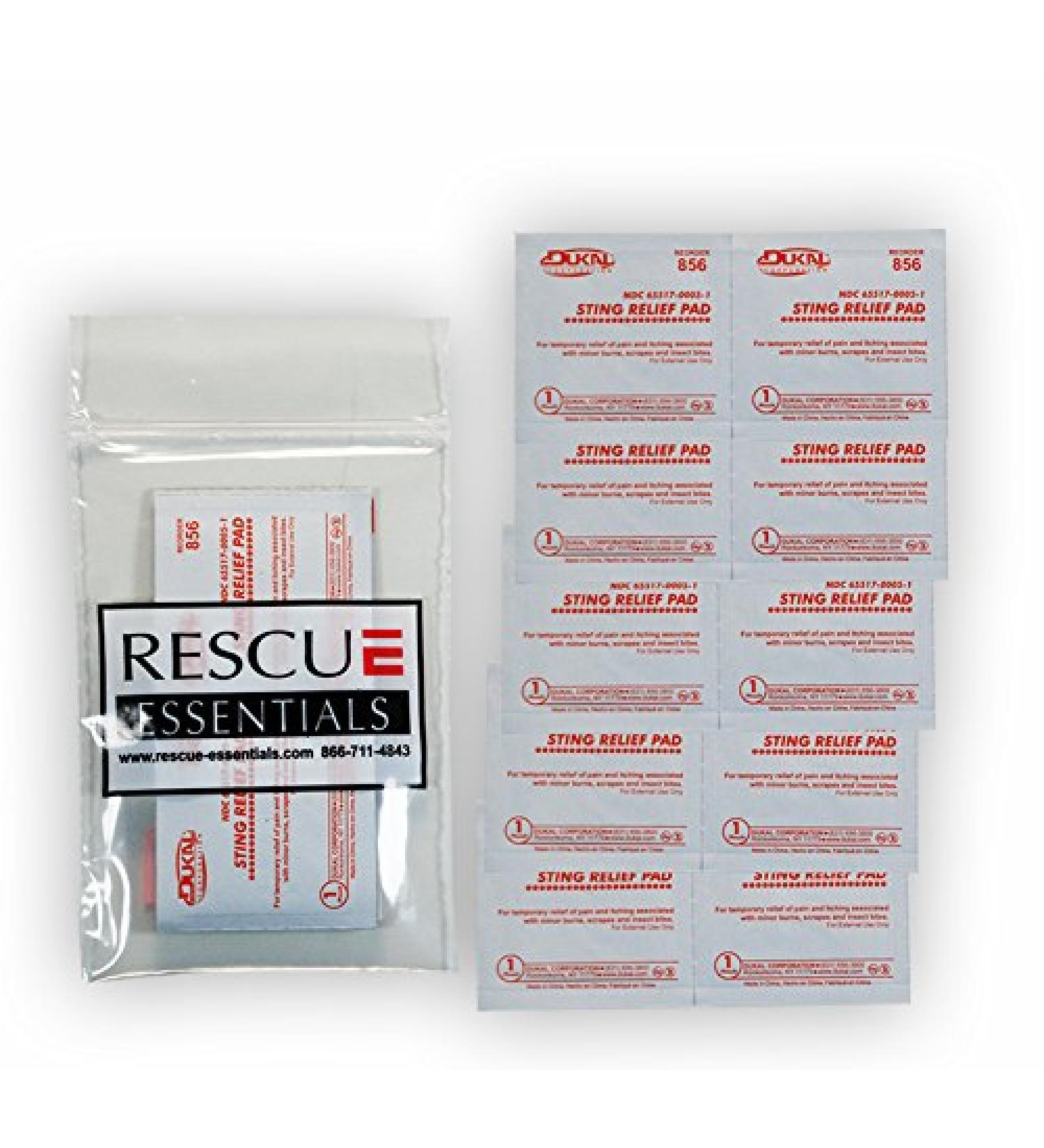 Rescue Essentials Sting Relief Wipes - 10 Pack | Fast Soothing Relief - Buy Online on GoSupps.com