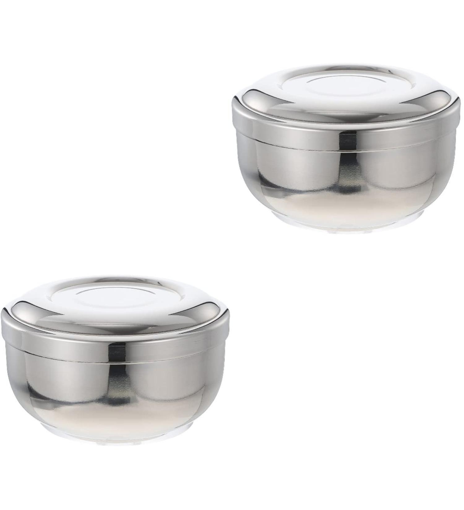 2-Piece Steel Lid Soup Safety Razor & Cream Bowl Set for Men - Bubble Foam Barber Supplies - Silver | eCommerce Shop - Buy Online on GoSupps.com