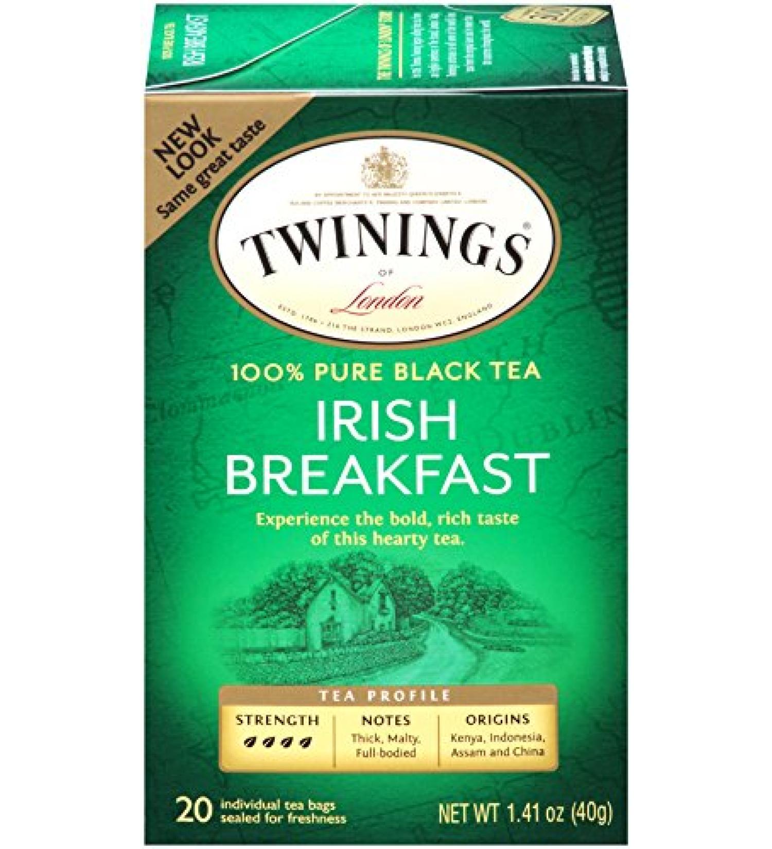 Twinings Irish Breakfast Black Tea Bags - 20 Count | Premium Quality Tea - Buy Online on GoSupps.com