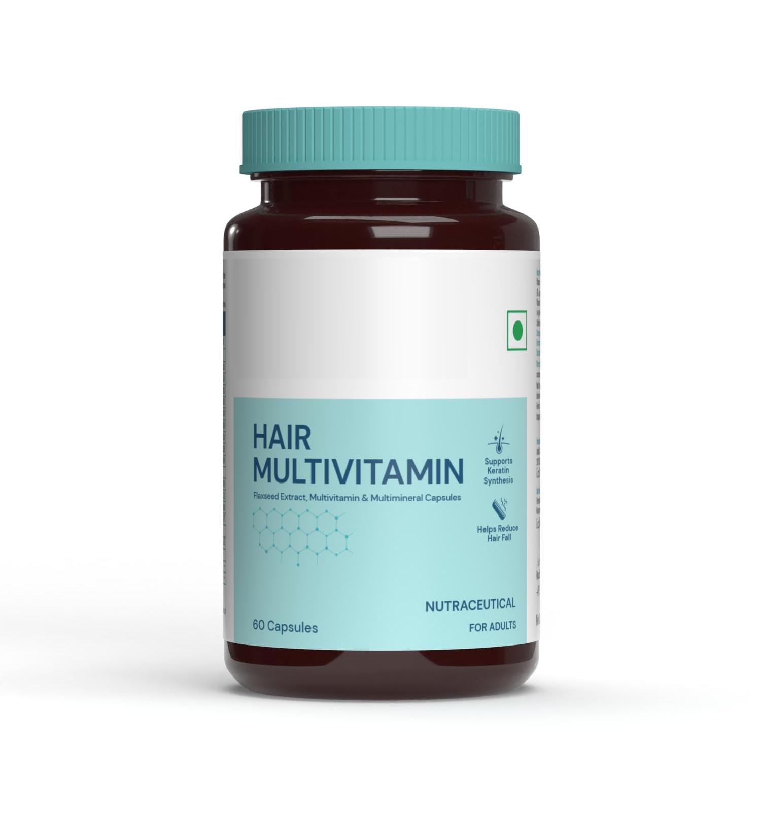 Hair Vitamin with DHT Blockers (60 Capsules) | Omega & Biotin Supports Keratin Synthesis & Helps Reduce Hair Fall - Buy Online on GoSupps.com
