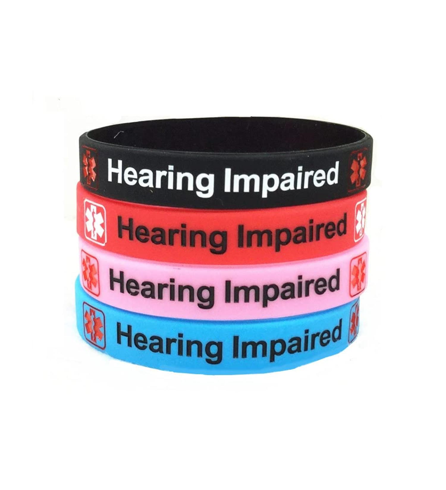 Caiyao Medical Alert Bracelet - Hearing Impaired, Blood Thinner, Diabetic Type 1/2 - Rubber Wristband for Emergency Awareness - Buy Online on GoSupps.com
